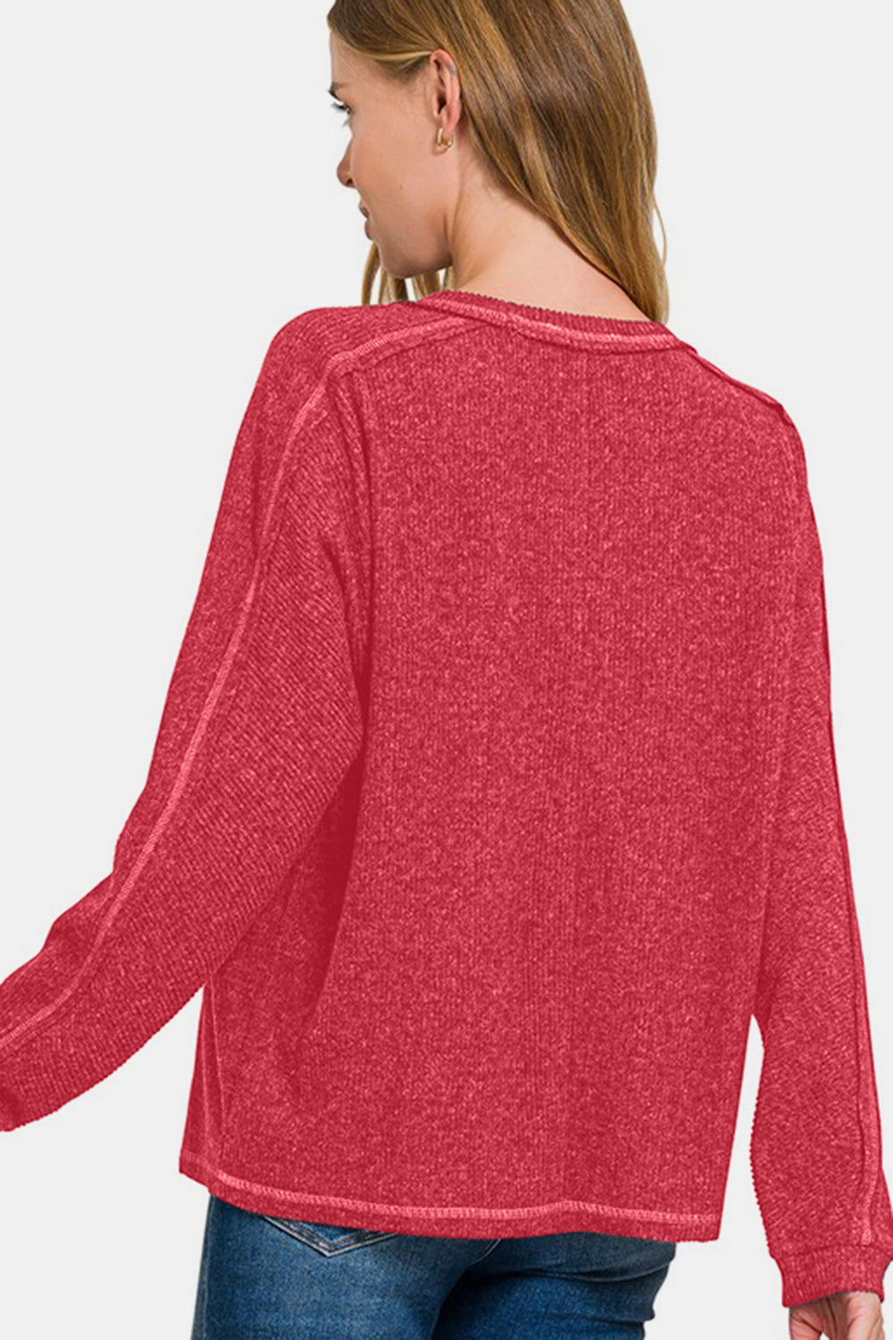 Zenana Ribbed Hacci Knit Top