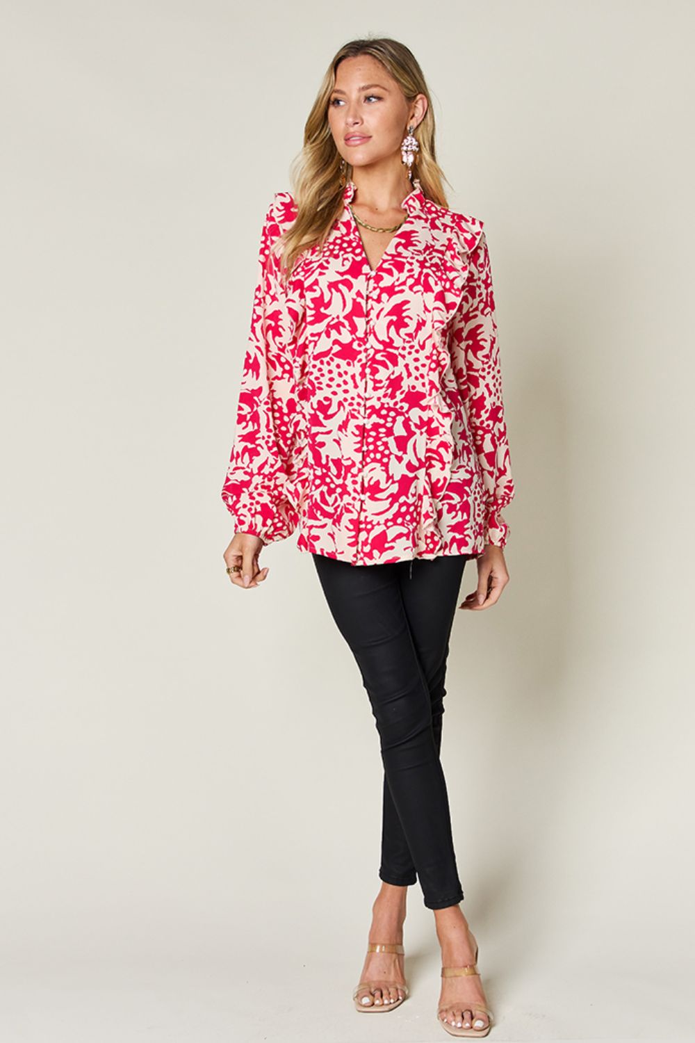 Conference Room Ruffle Trim Blouse in 3 Colors!