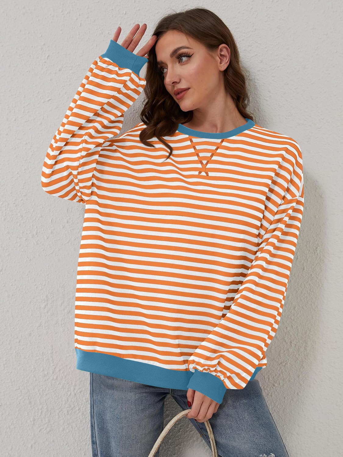 Bella Contrast Striped Sweatshirt in 12 Colors!