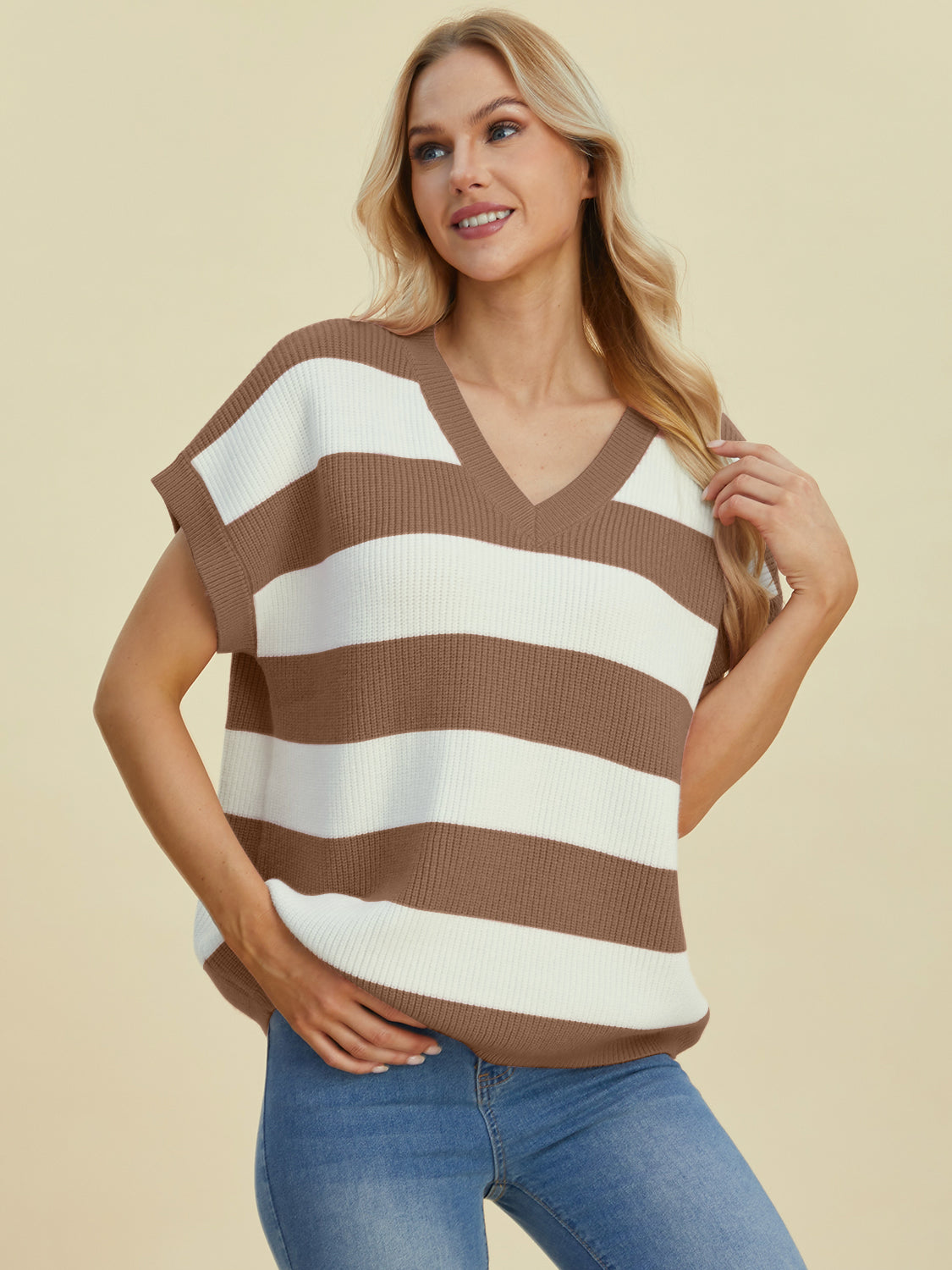 Fall Inspired Striped V-Neck Sweater in 4 Colors!