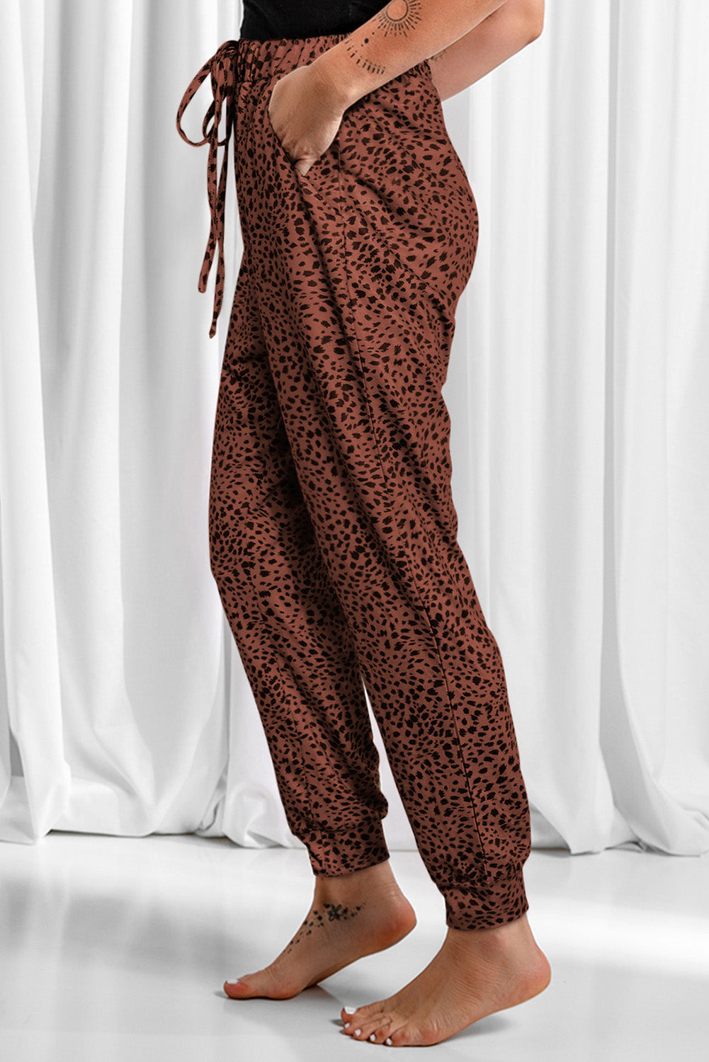 Leopard Lounge Drawstring Pocketed Pants in 4 Colors!