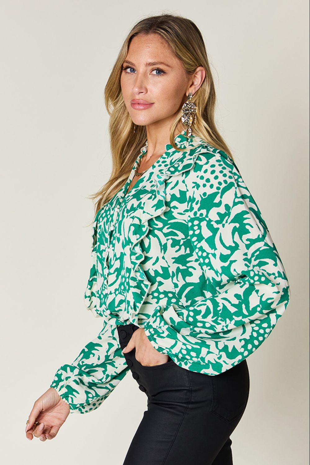 Conference Room Ruffle Trim Blouse in 3 Colors!