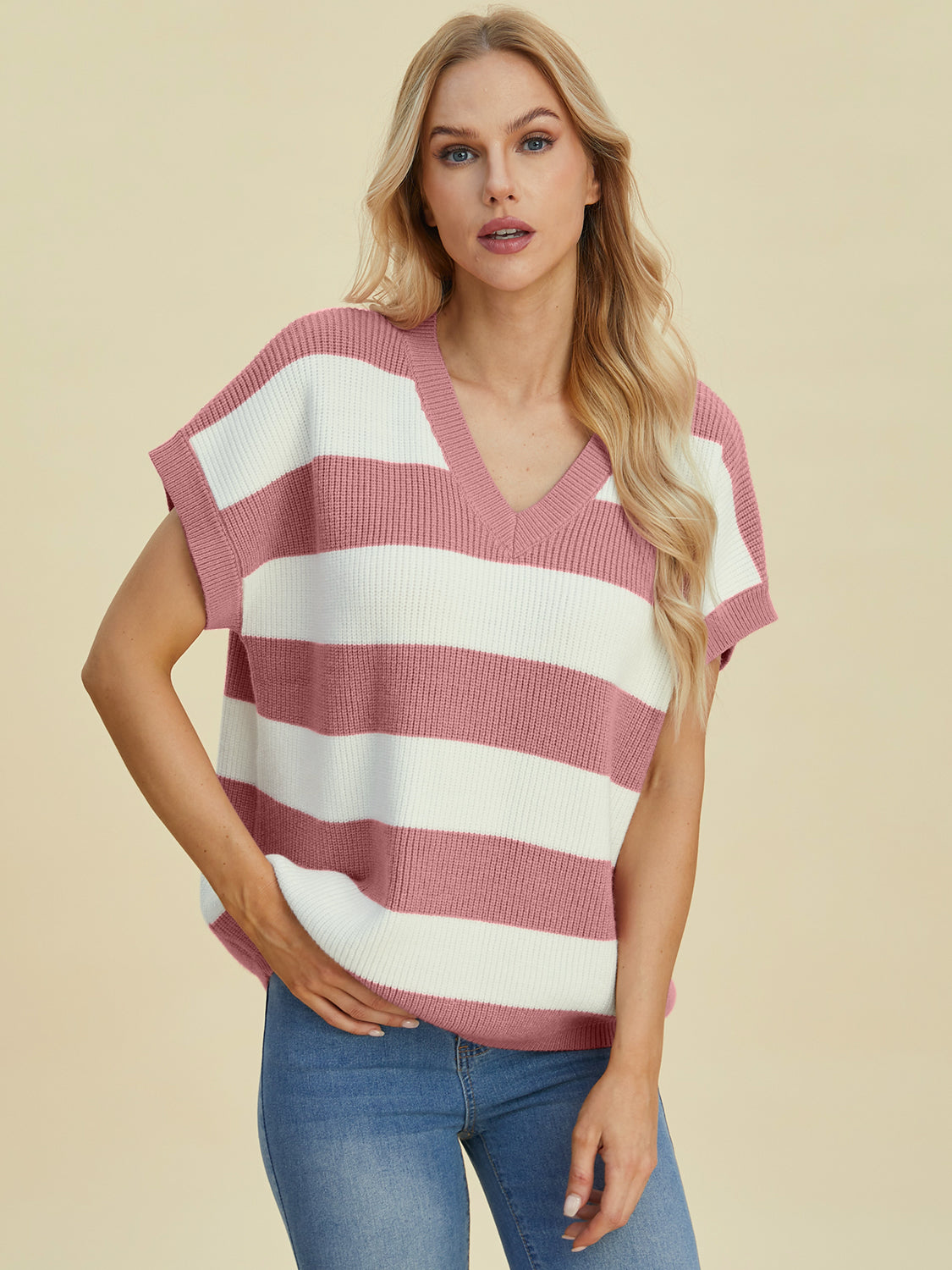 Fall Inspired Striped V-Neck Sweater in 4 Colors!