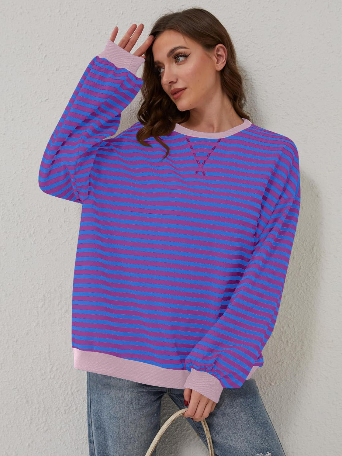 Bella Contrast Striped Sweatshirt in 12 Colors!