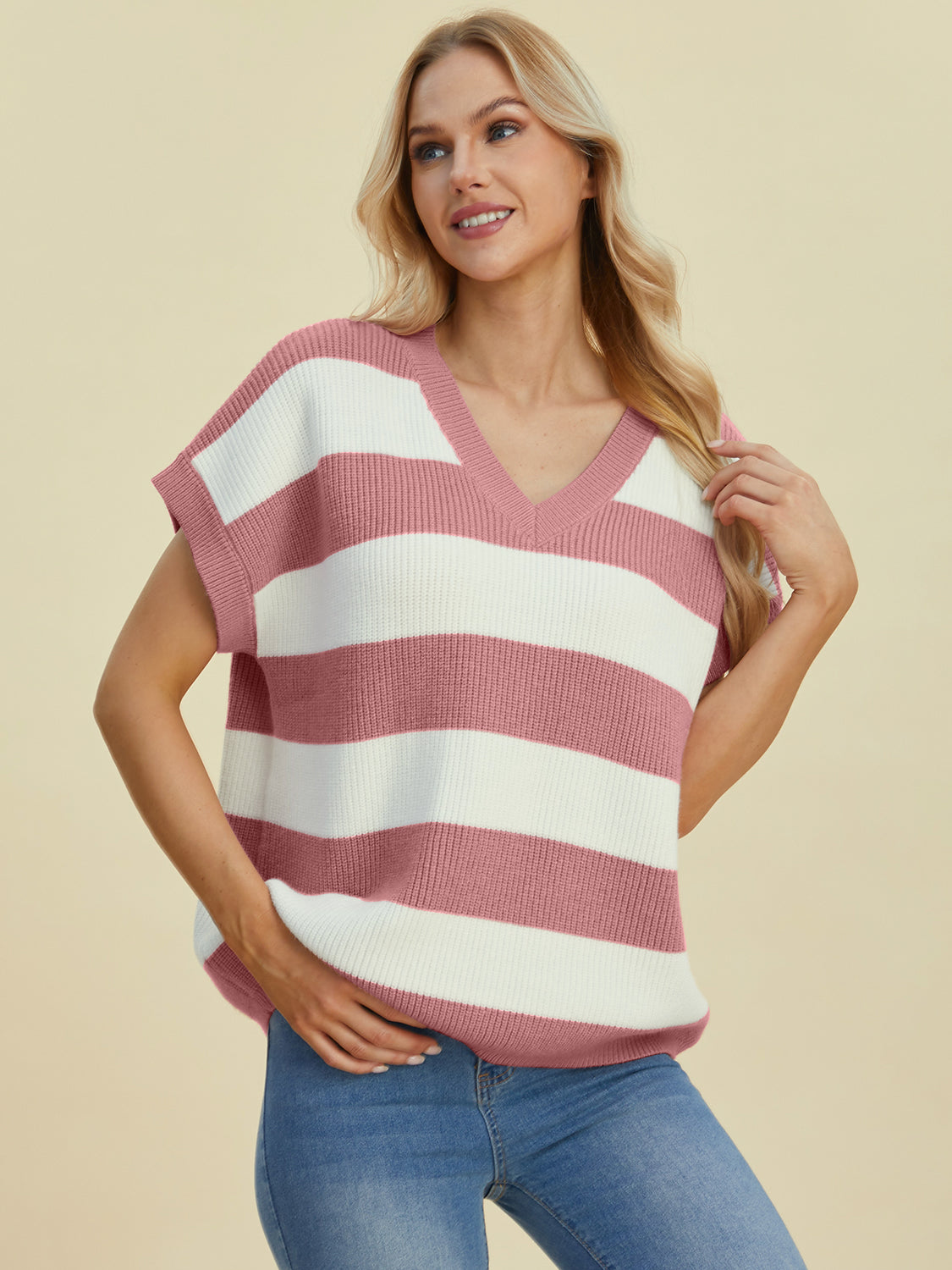 Fall Inspired Striped V-Neck Sweater in 4 Colors!