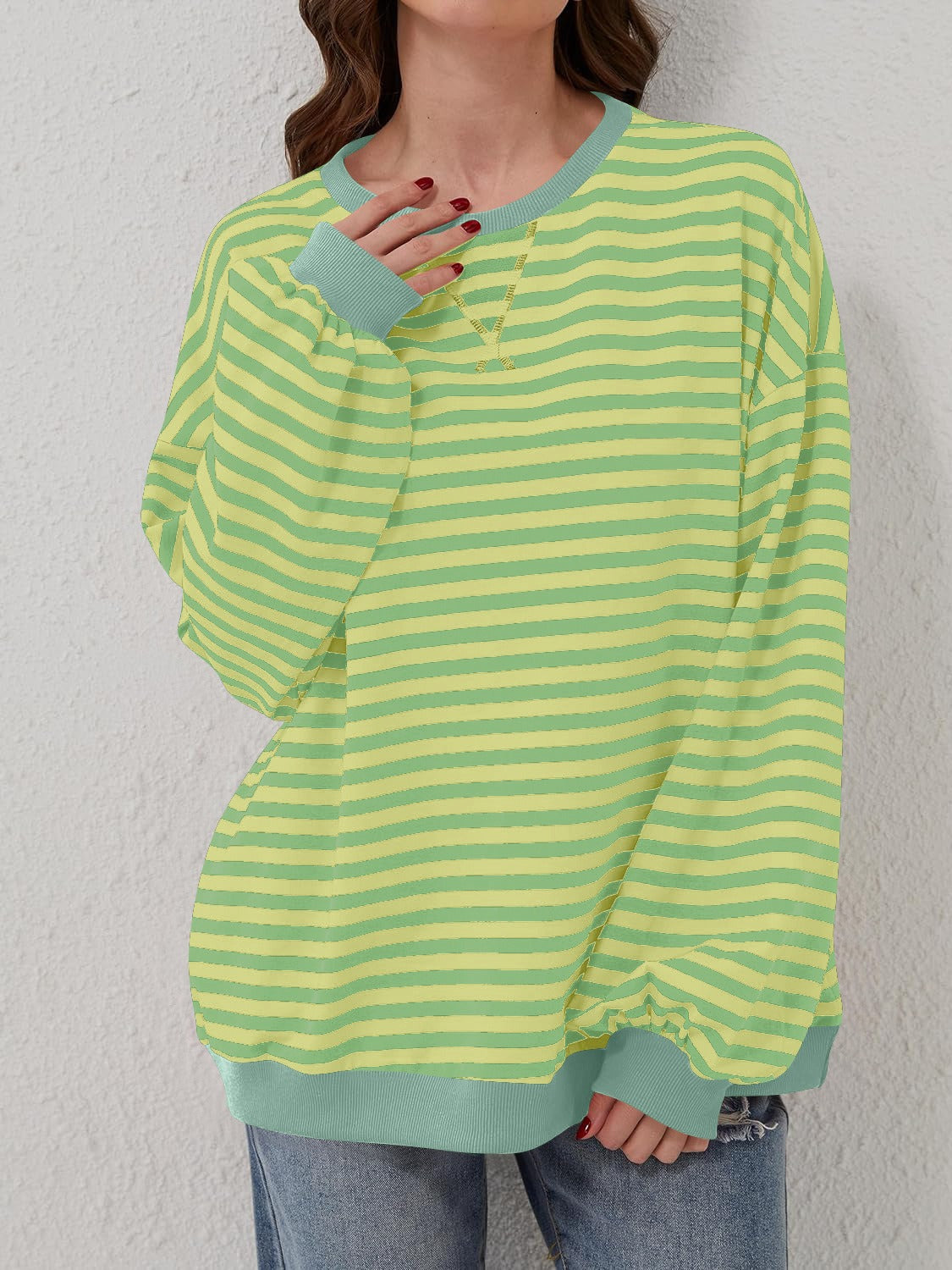 Bella Contrast Striped Sweatshirt in 12 Colors!