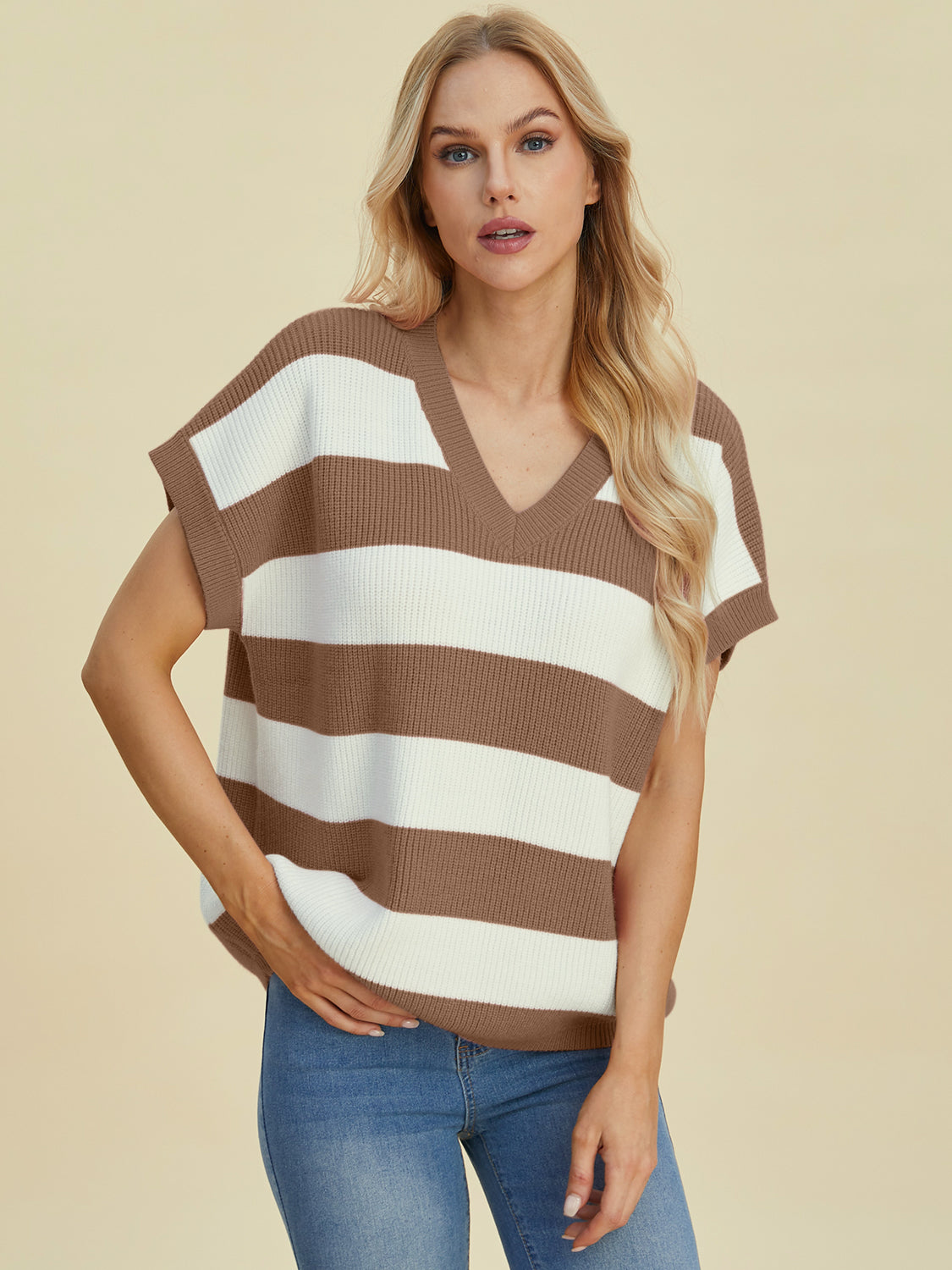 Fall Inspired Striped V-Neck Sweater in 4 Colors!