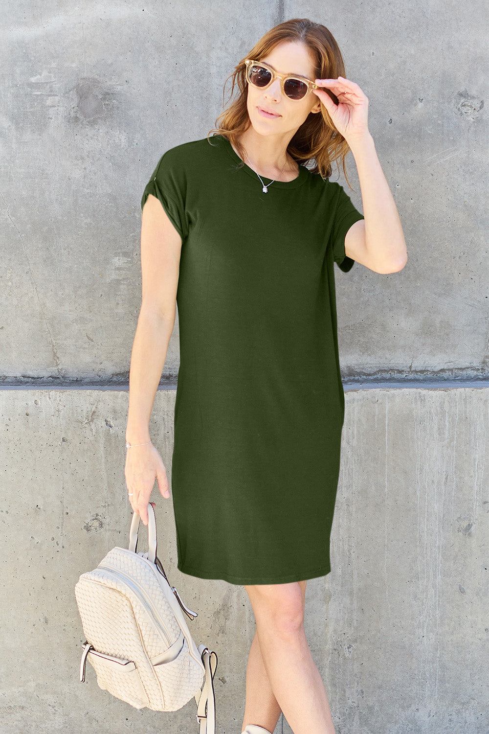 Earth Tones Short Sleeve Dress w/Pockets in 5 Colors