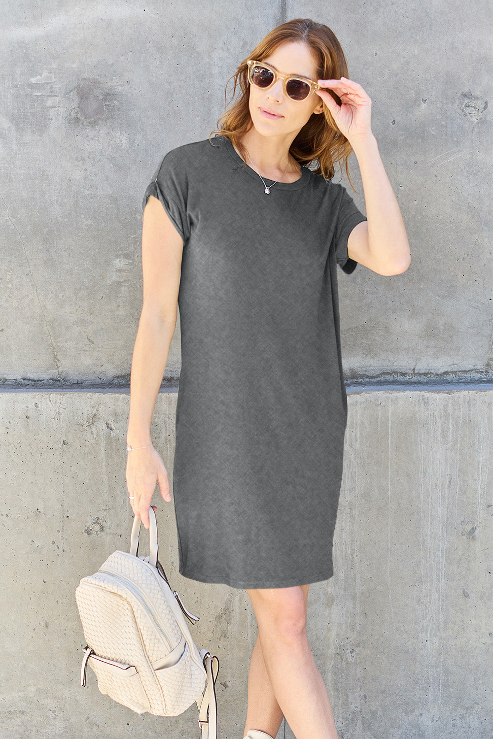 Earth Tones Short Sleeve Dress w/Pockets in 5 Colors