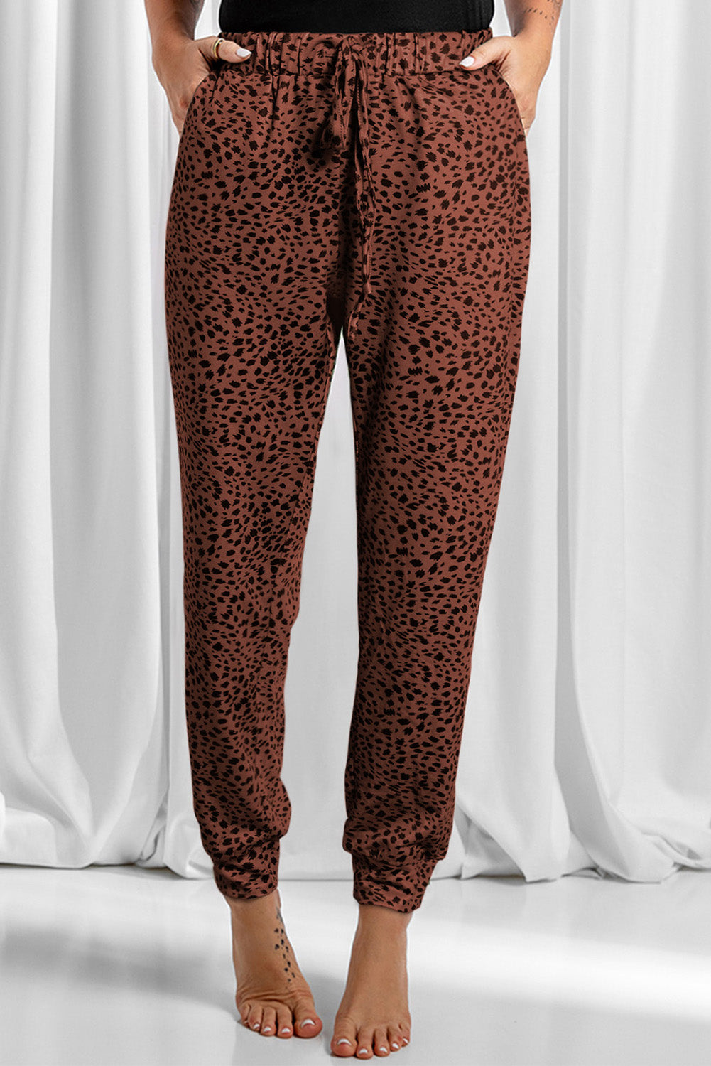 Leopard Lounge Drawstring Pocketed Pants in 4 Colors!