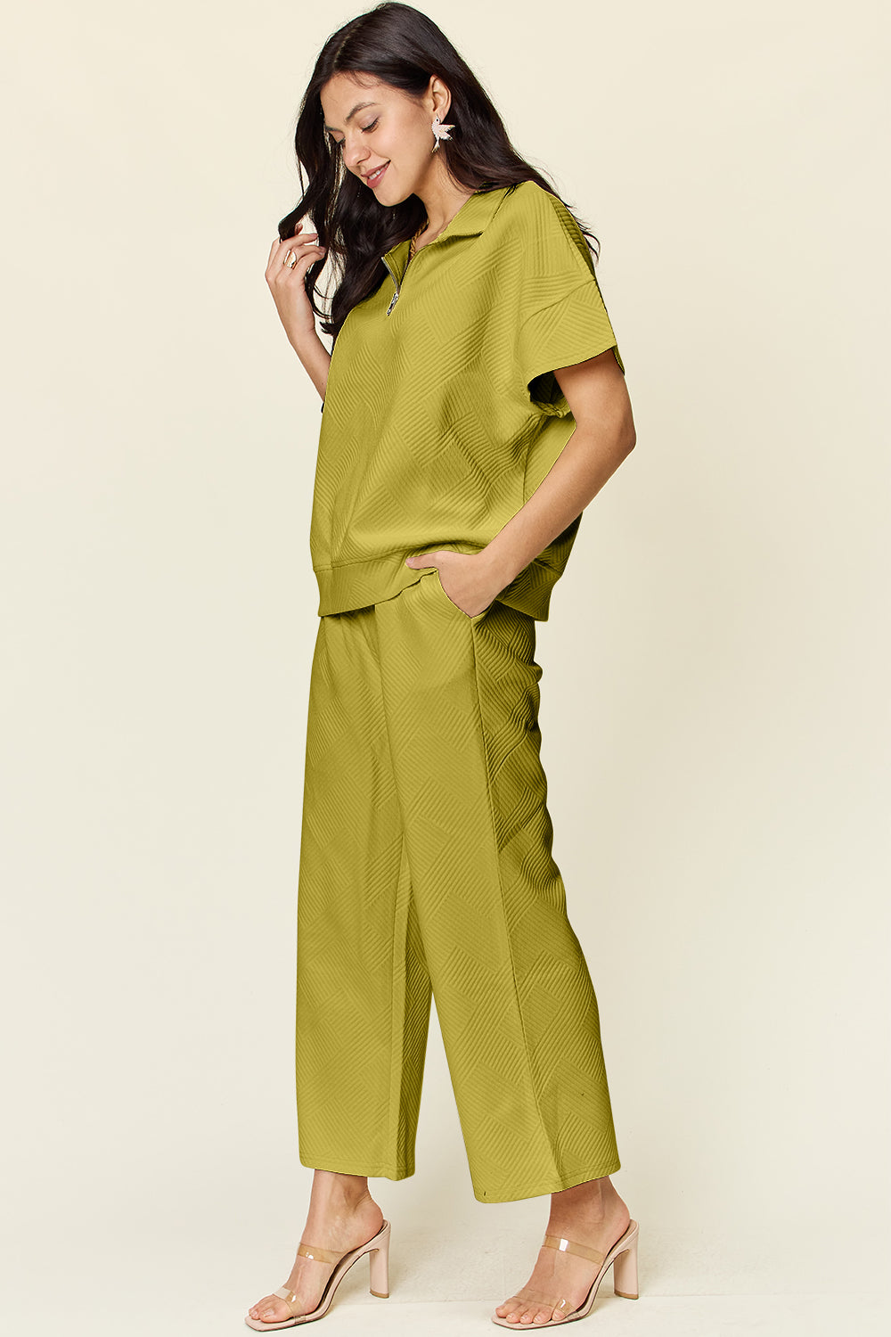 Hailey Zip Short Sleeve Top & Pants Set in 8 Colors!