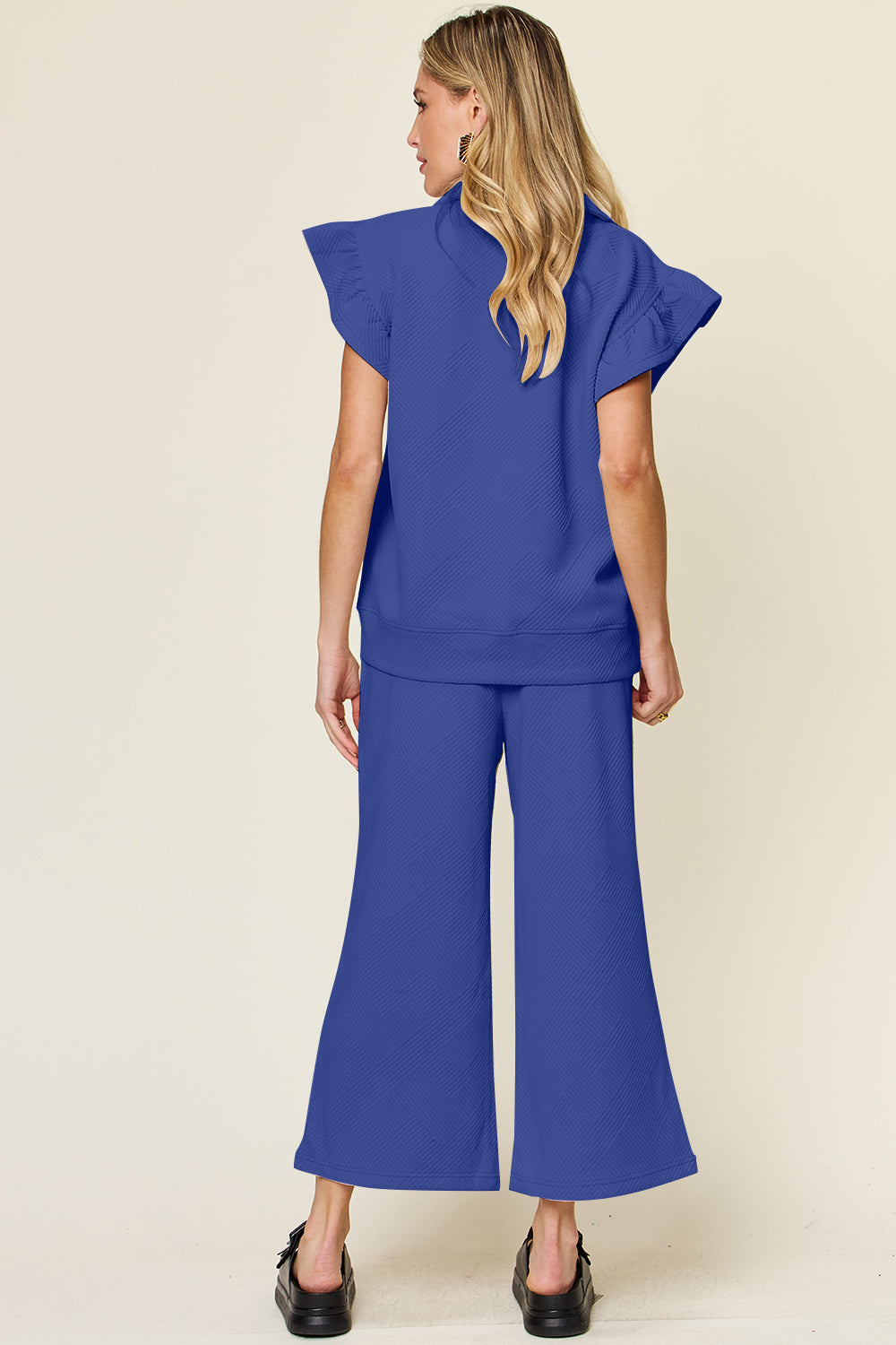 Savannah Ruffle Top & Drawstring Wide Leg Pants Set in 12 Colors!