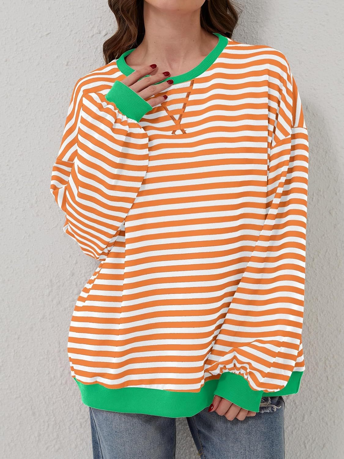 Bella Contrast Striped Sweatshirt in 12 Colors!