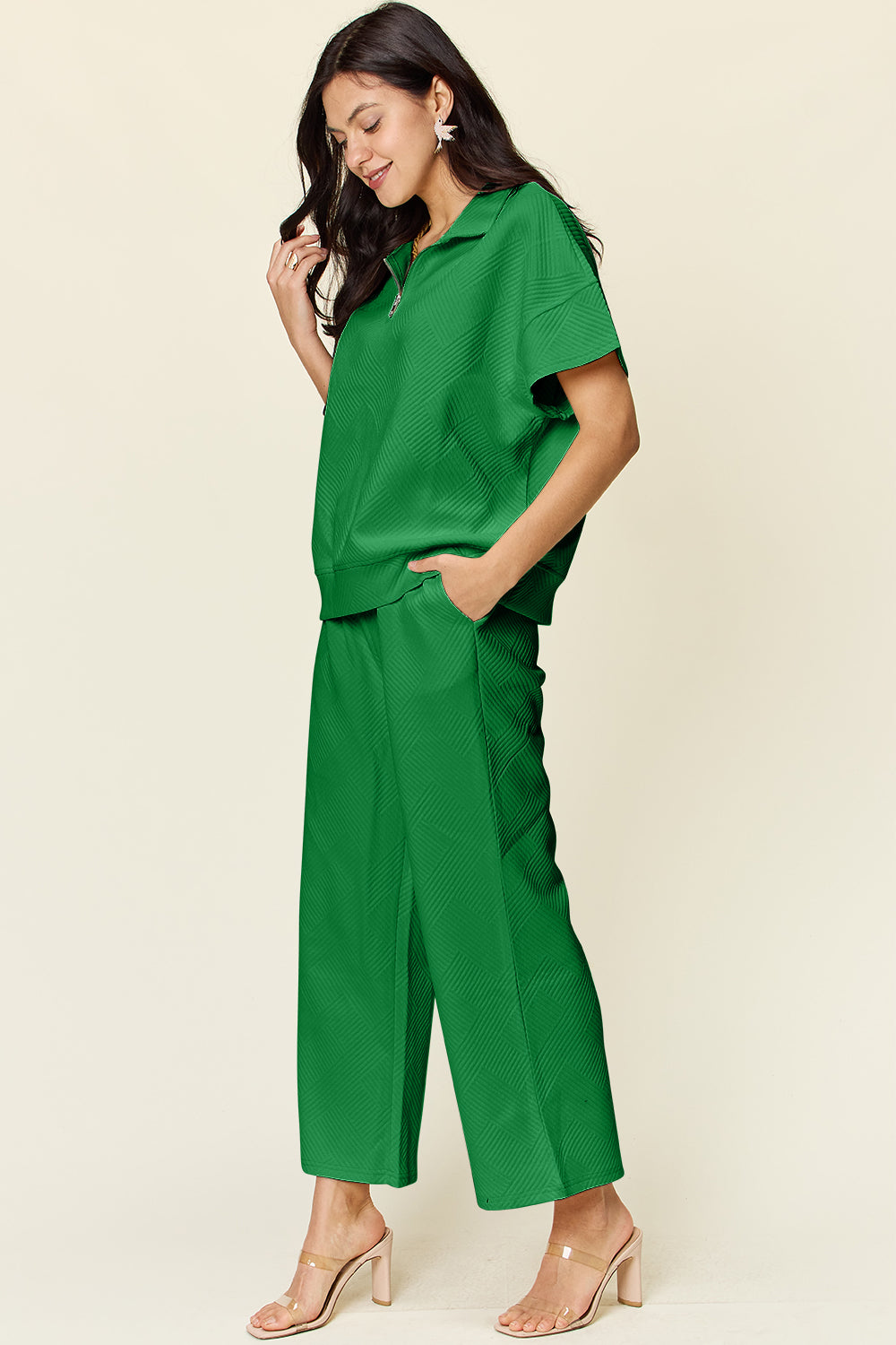 Hailey Zip Short Sleeve Top & Pants Set in 8 Colors!