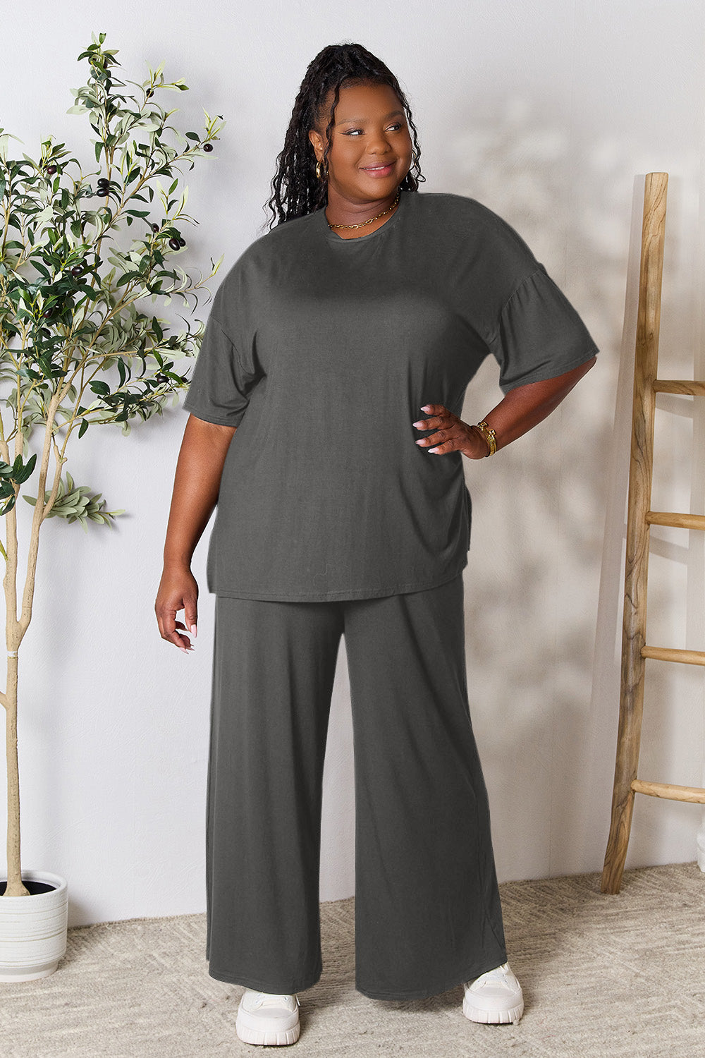 Ellie Slit Top and Pants Set in 6 Colors!