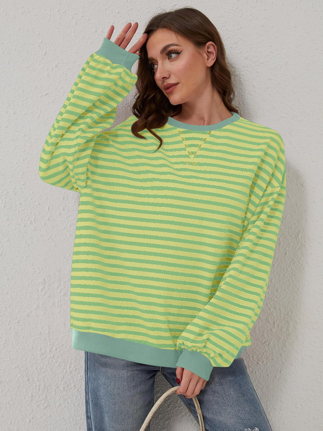 Bella Contrast Striped Sweatshirt in 12 Colors!