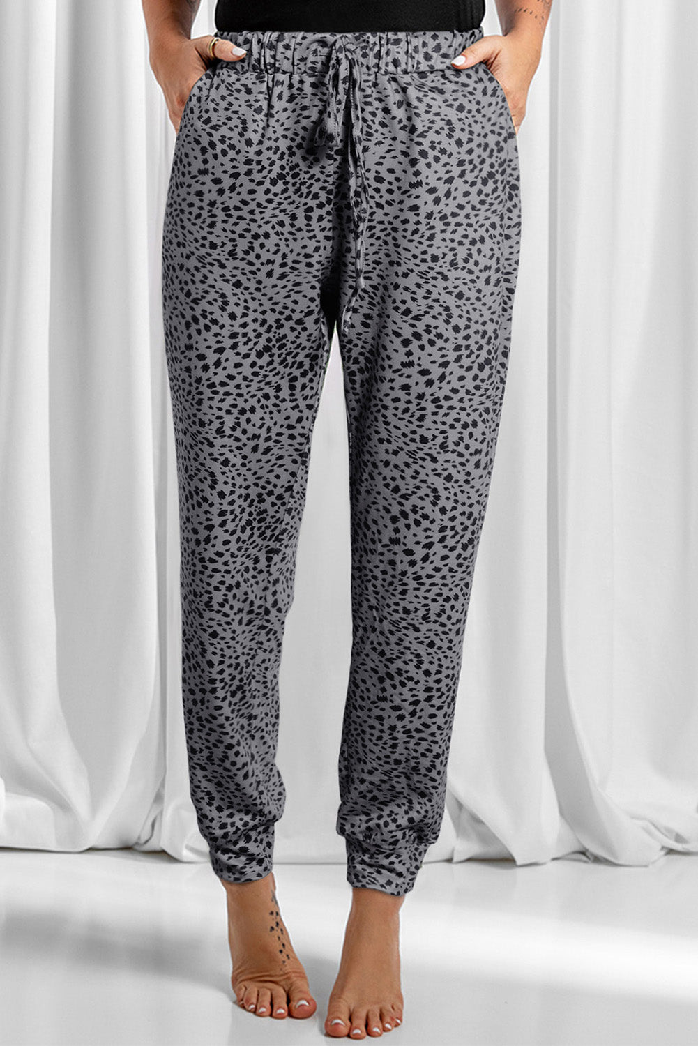 Leopard Lounge Drawstring Pocketed Pants in 4 Colors!