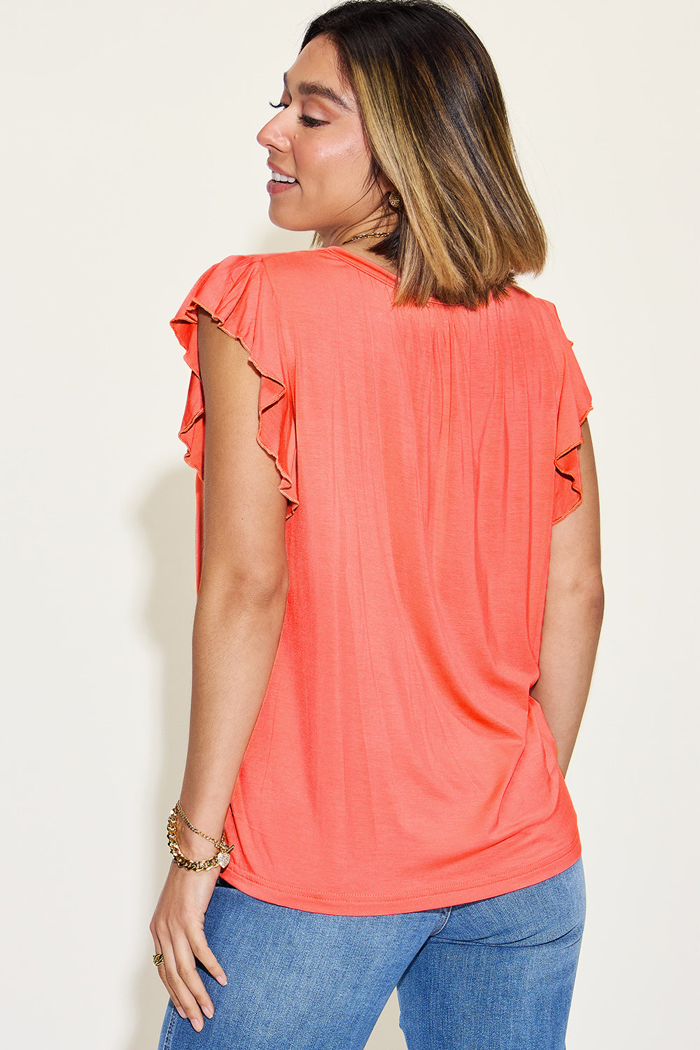 Bamboo Ruffled Short Sleeve T-Shirt in 5 Colors!