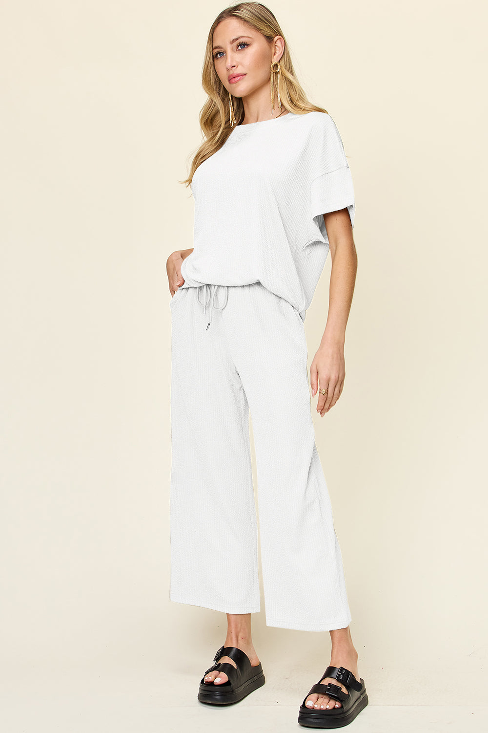 Eva Short Sleeve T-Shirt and Wide Leg Pants in 6 Colors!