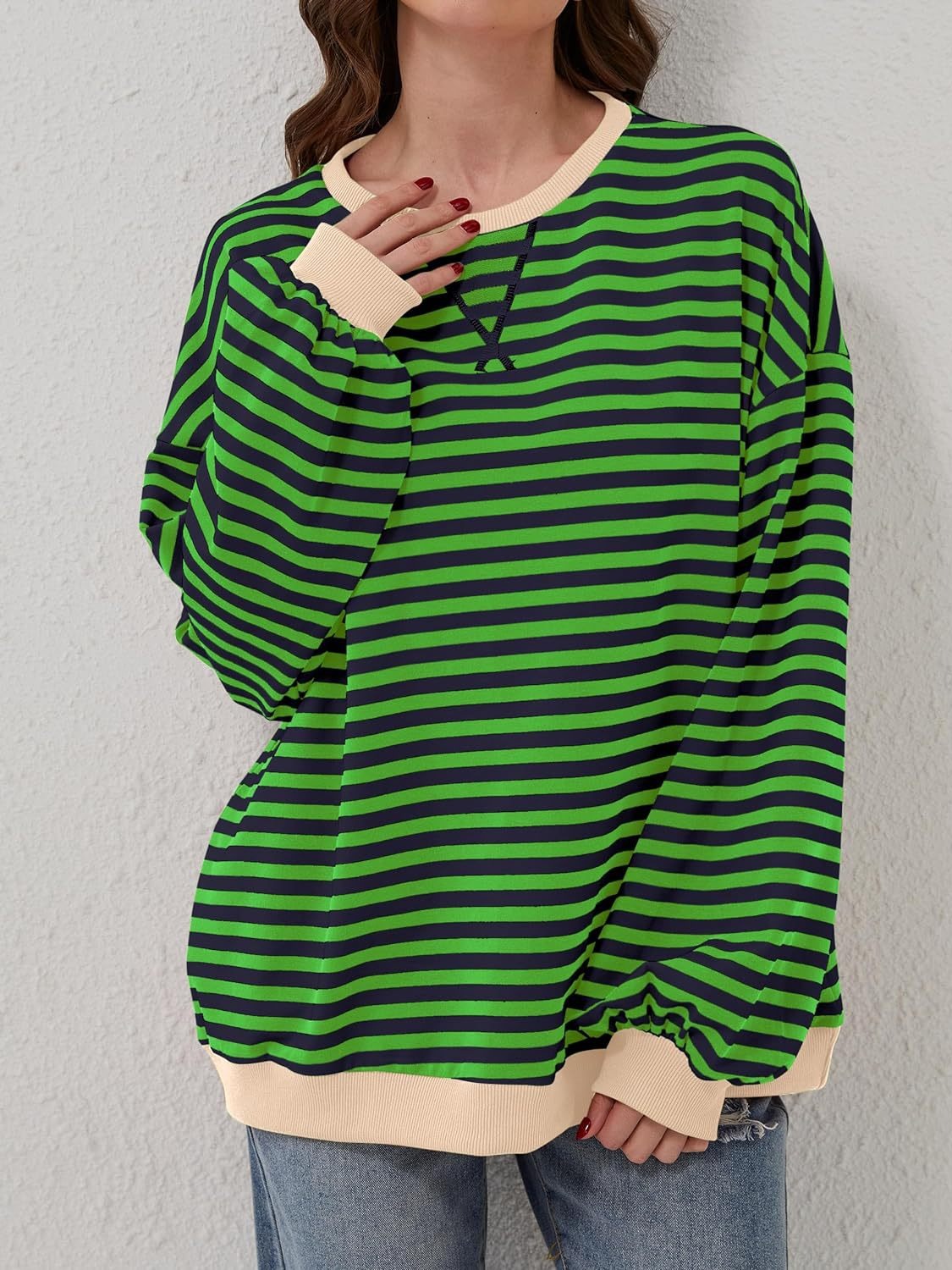 Bella Contrast Striped Sweatshirt in 12 Colors!