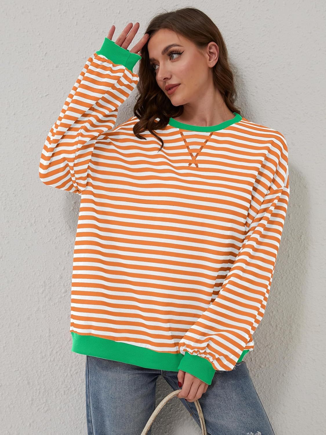 Bella Contrast Striped Sweatshirt in 12 Colors!