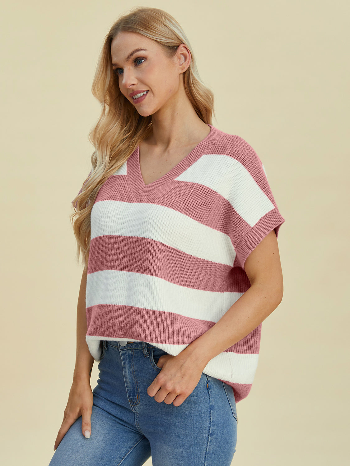 Fall Inspired Striped V-Neck Sweater in 4 Colors!