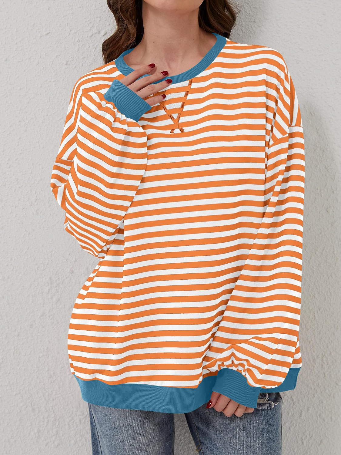 Bella Contrast Striped Sweatshirt in 12 Colors!
