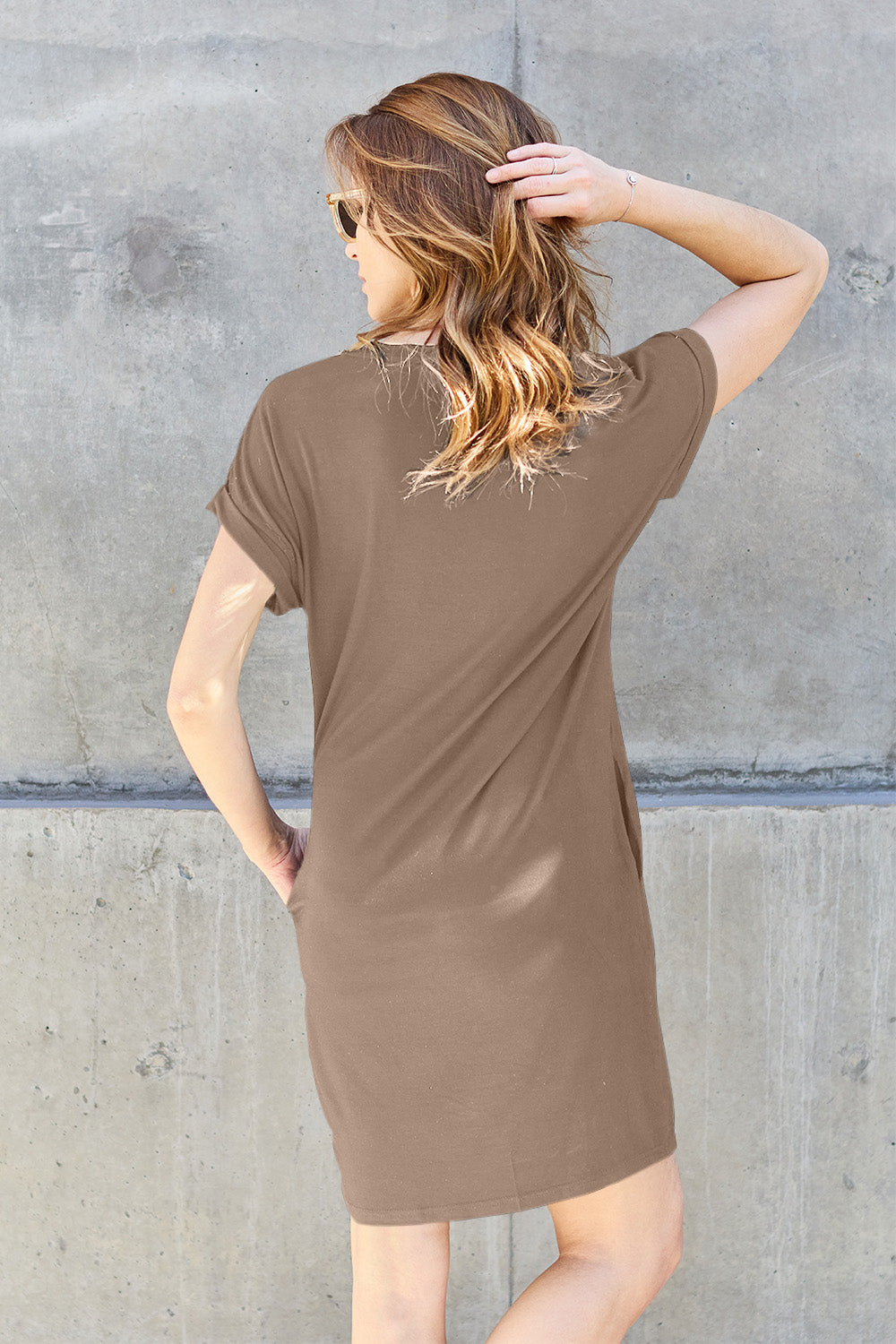 Earth Tones Short Sleeve Dress w/Pockets in 5 Colors