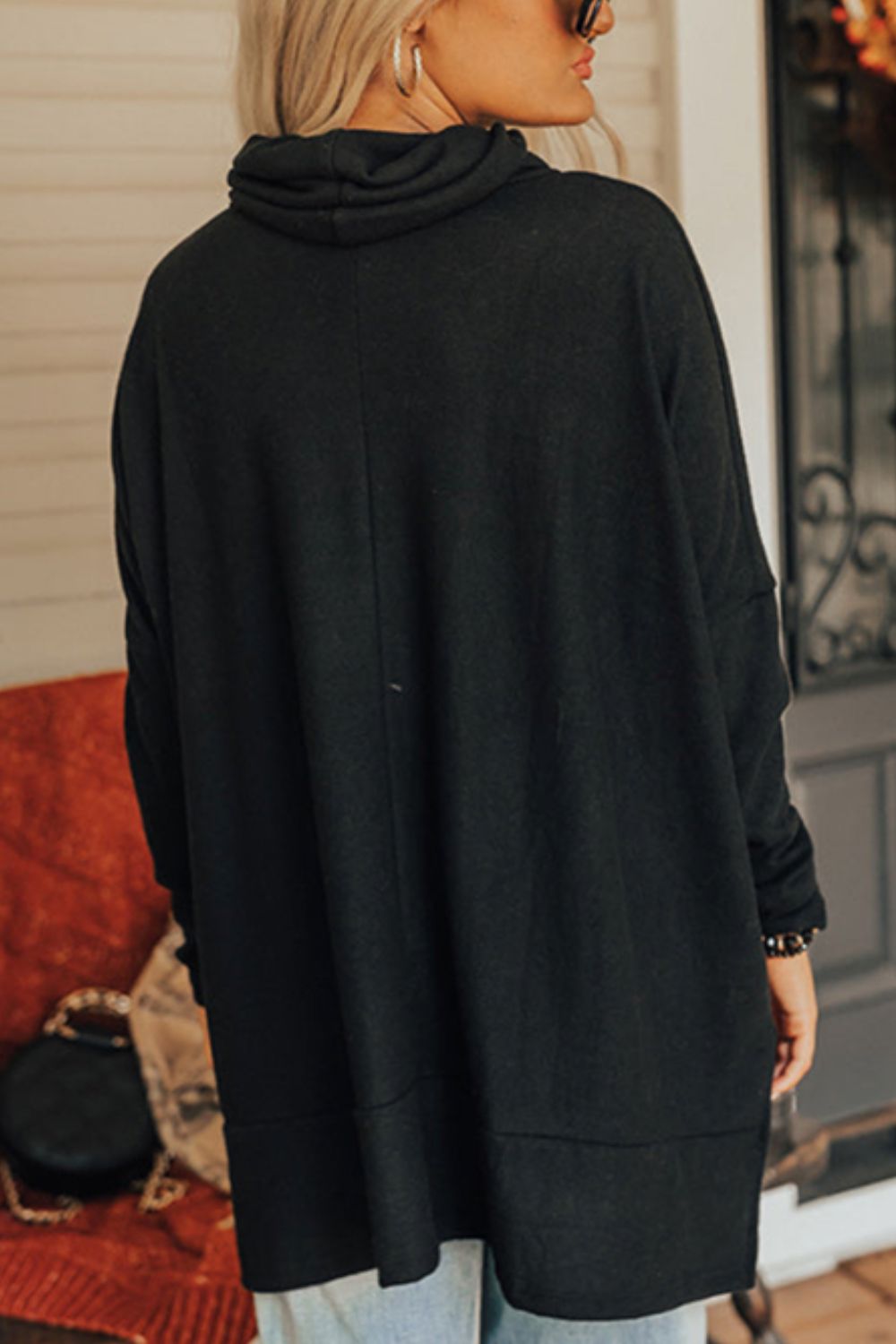 Heart Patched Turtleneck Long Sleeve Top