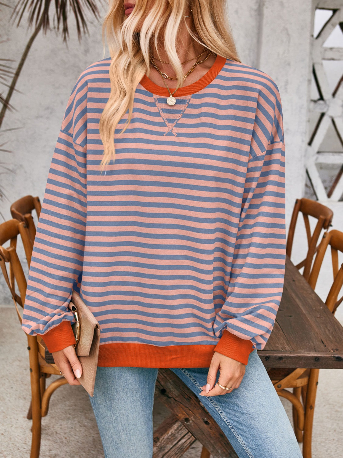 Bella Contrast Striped Sweatshirt in 12 Colors!