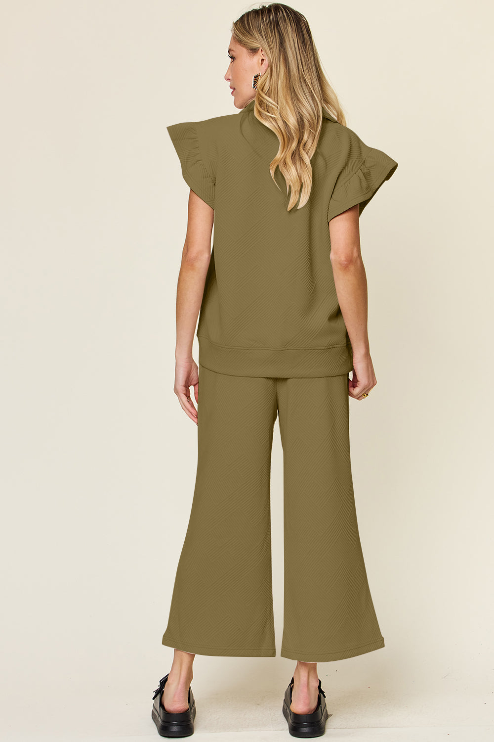 Savannah Ruffle Top & Drawstring Wide Leg Pants Set in 12 Colors!