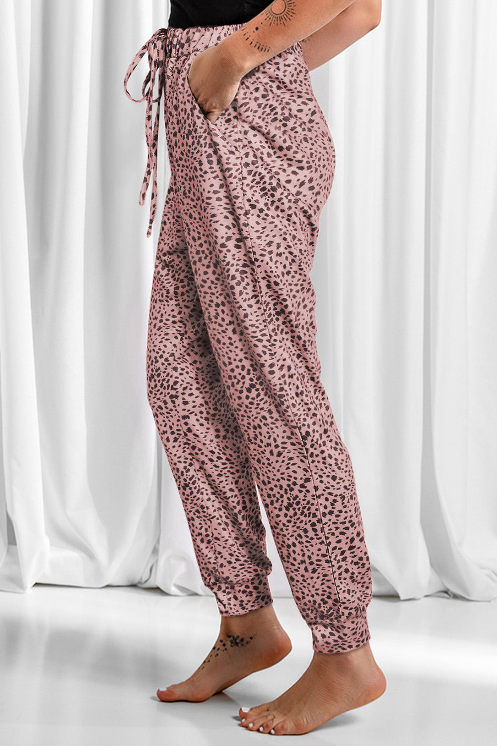 Leopard Lounge Drawstring Pocketed Pants in 4 Colors!