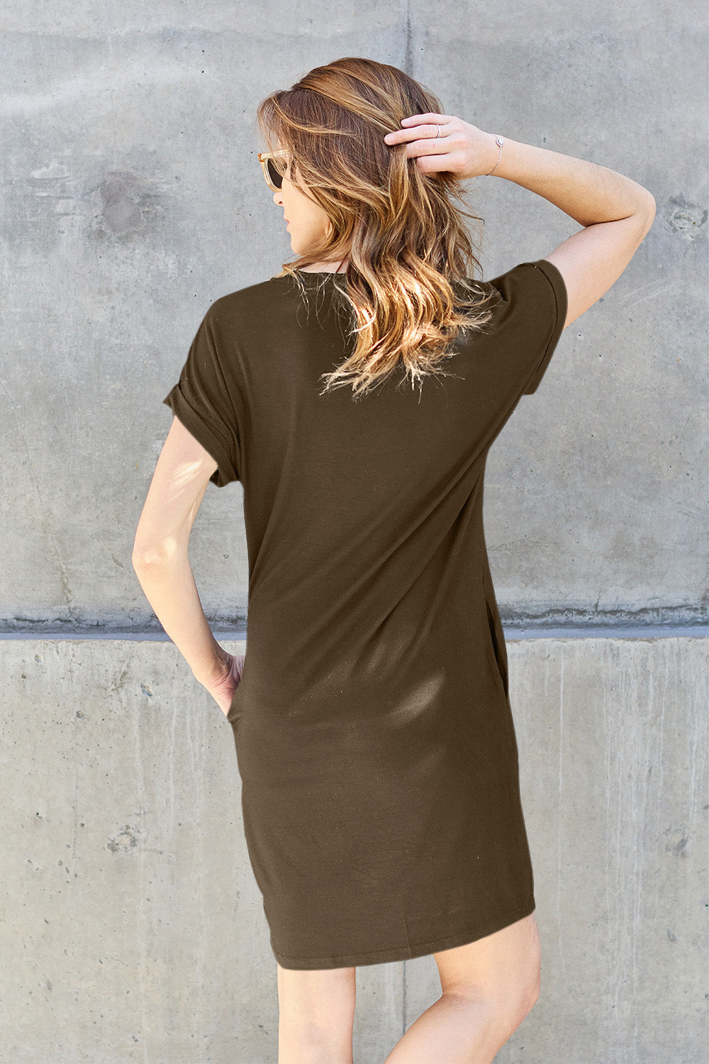 Earth Tones Short Sleeve Dress w/Pockets in 5 Colors