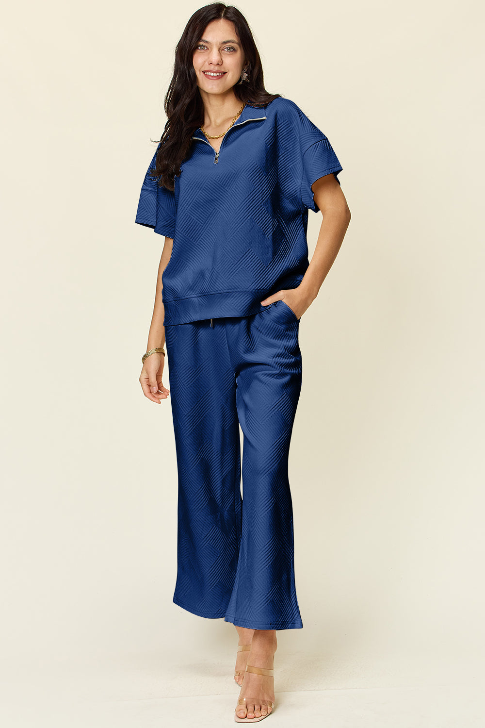 Hailey Zip Short Sleeve Top & Pants Set in 8 Colors!