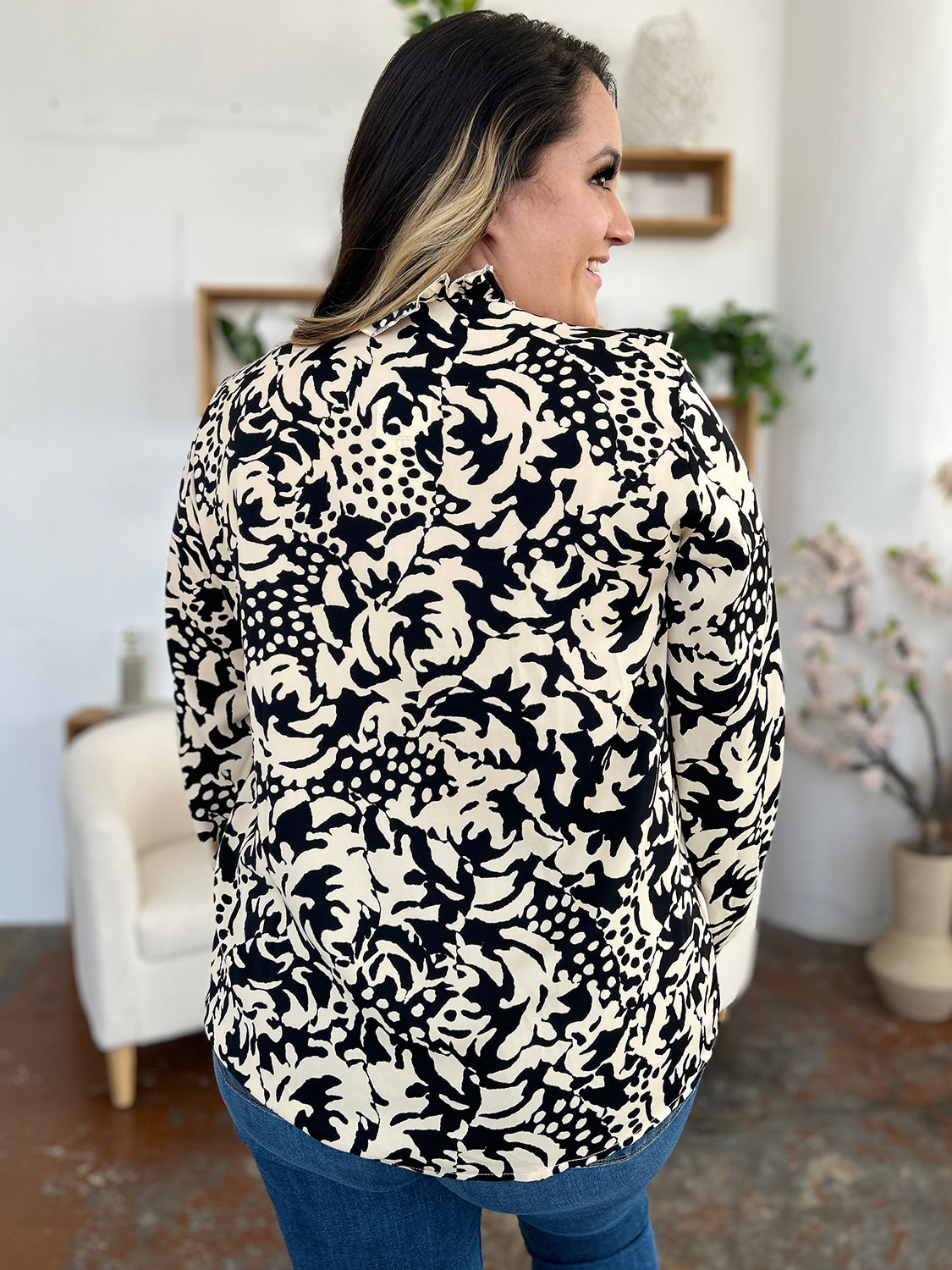 Conference Room Ruffle Trim Blouse in 3 Colors!