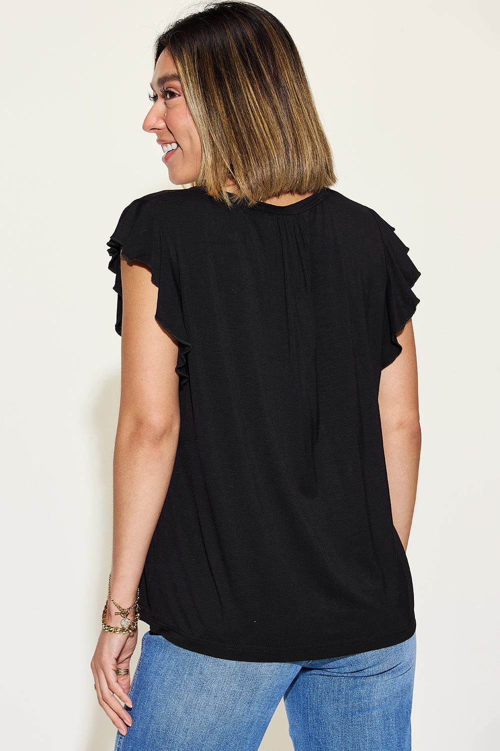 Bamboo Ruffled Short Sleeve T-Shirt in 5 Colors!