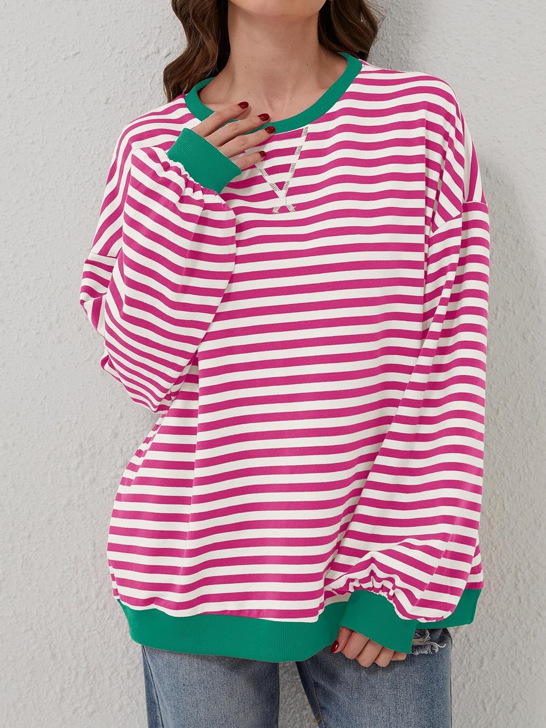Bella Contrast Striped Sweatshirt in 12 Colors!