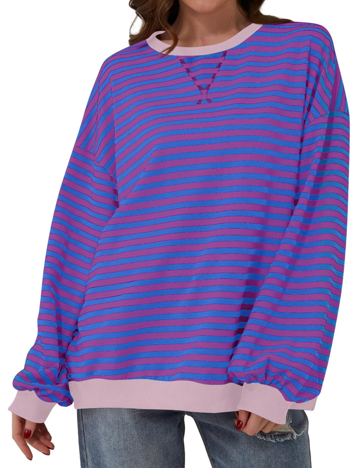 Bella Contrast Striped Sweatshirt in 12 Colors!