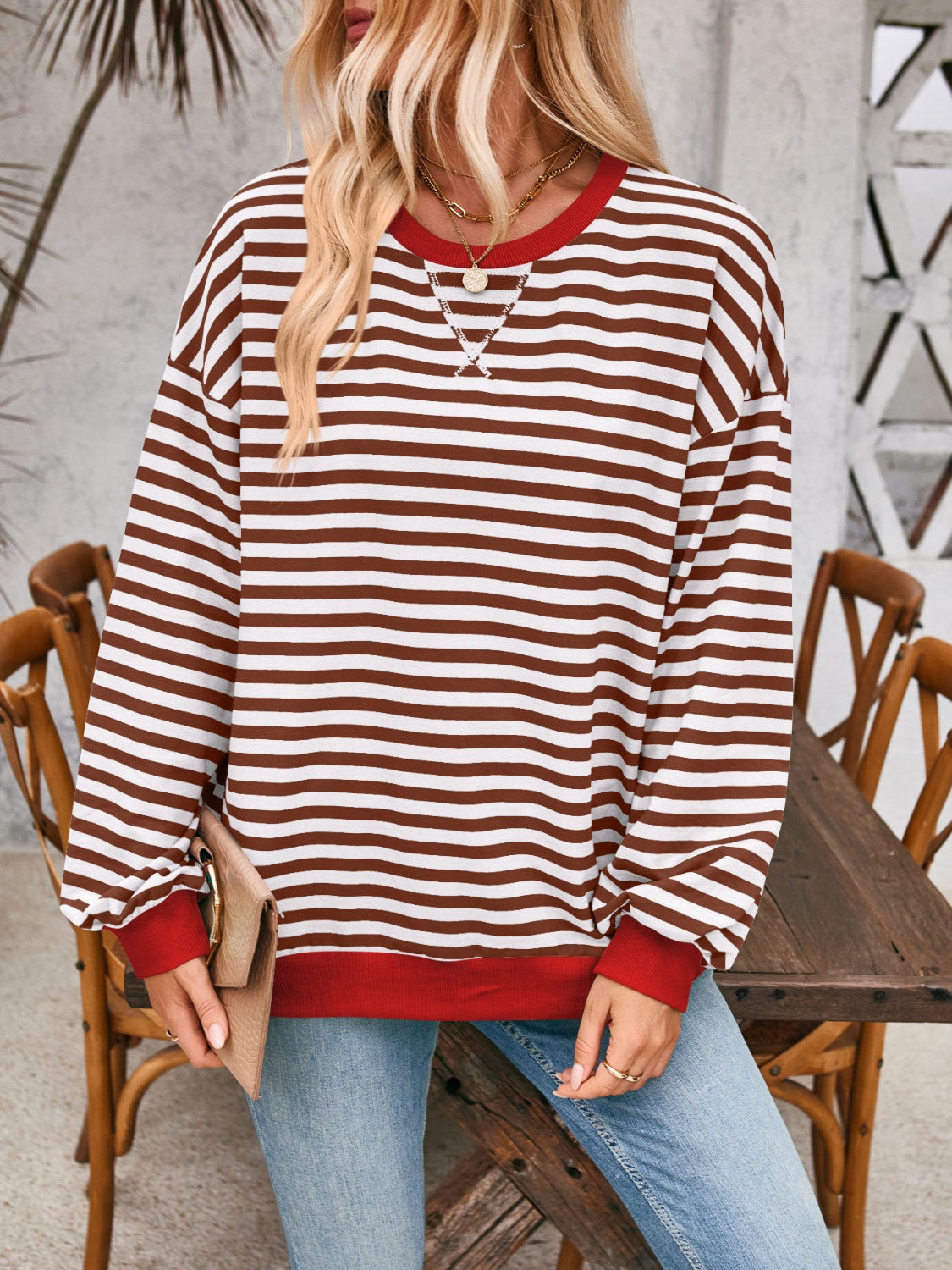 Bella Contrast Striped Sweatshirt in 12 Colors!