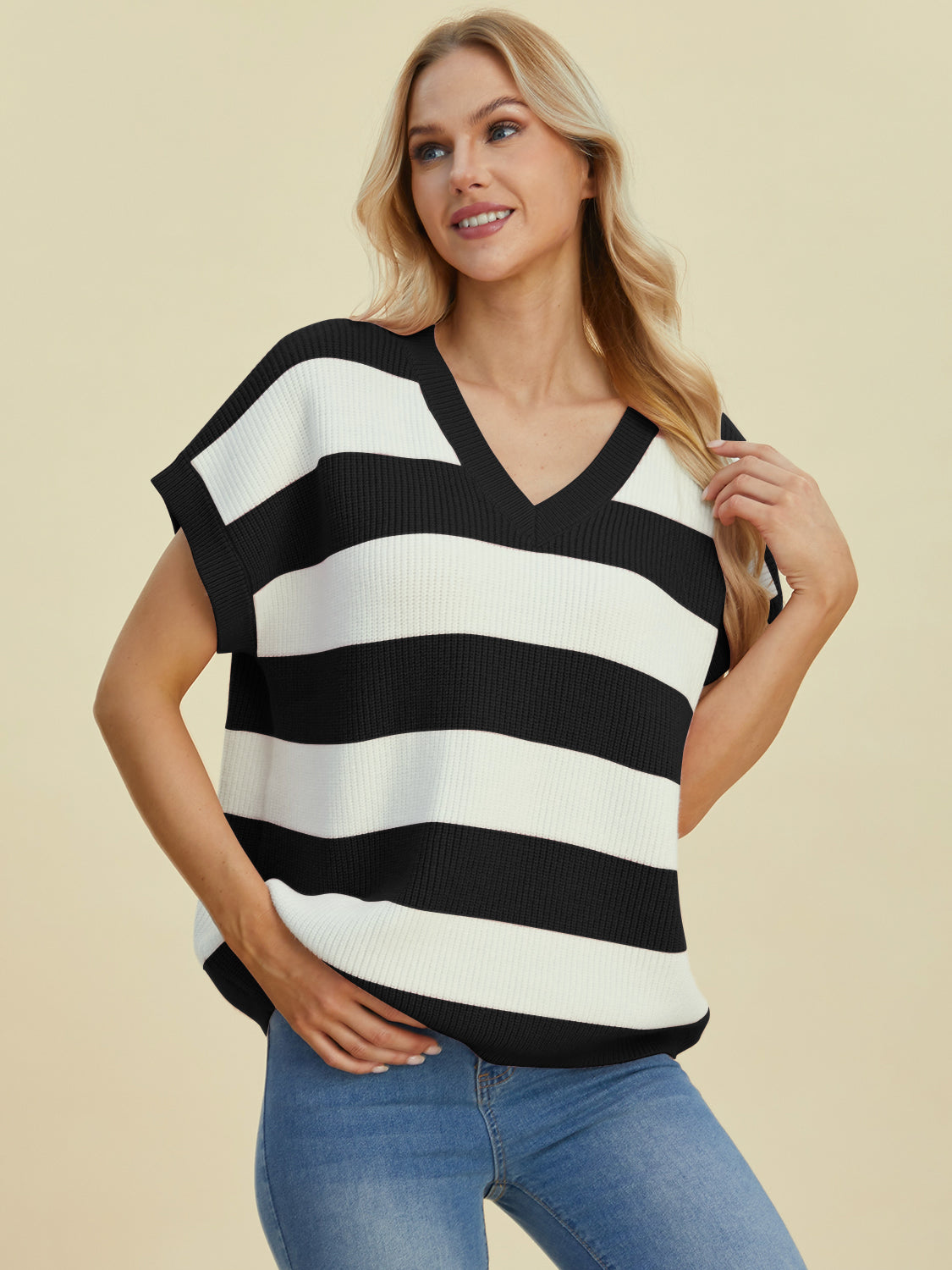 Fall Inspired Striped V-Neck Sweater in 4 Colors!