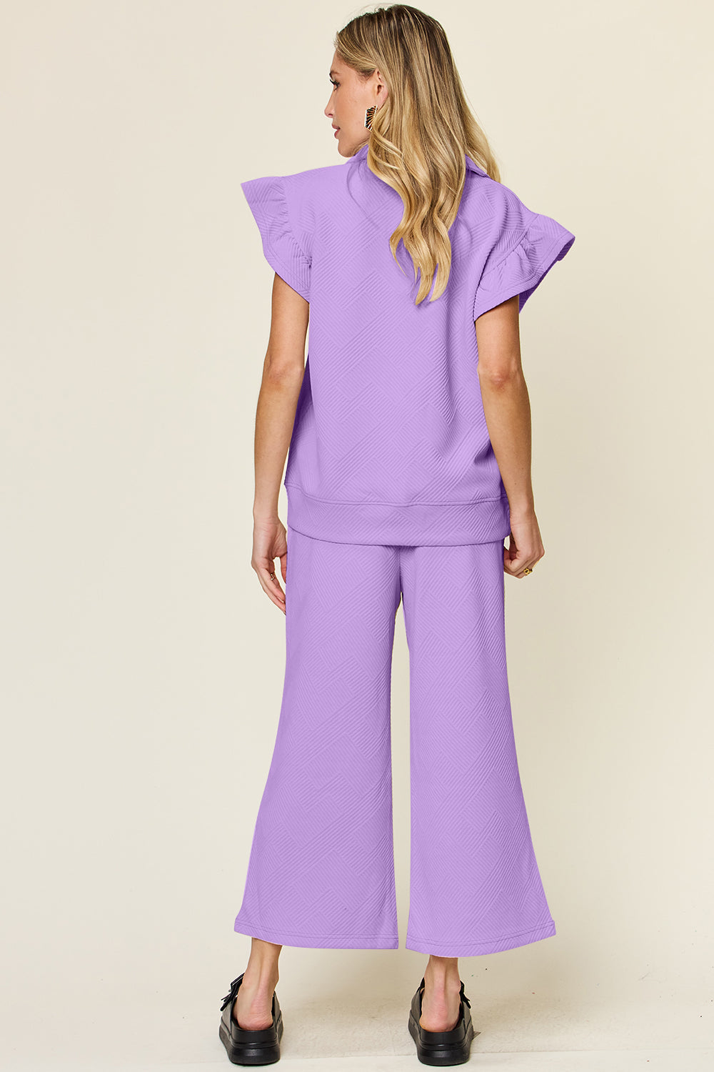 Savannah Ruffle Top & Drawstring Wide Leg Pants Set in 12 Colors!