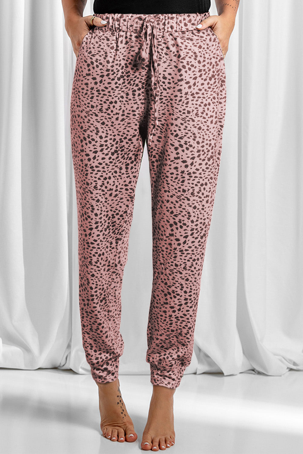 Leopard Lounge Drawstring Pocketed Pants in 4 Colors!