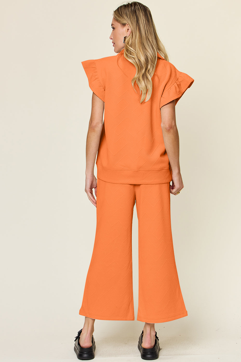 Savannah Ruffle Top & Drawstring Wide Leg Pants Set in 12 Colors!