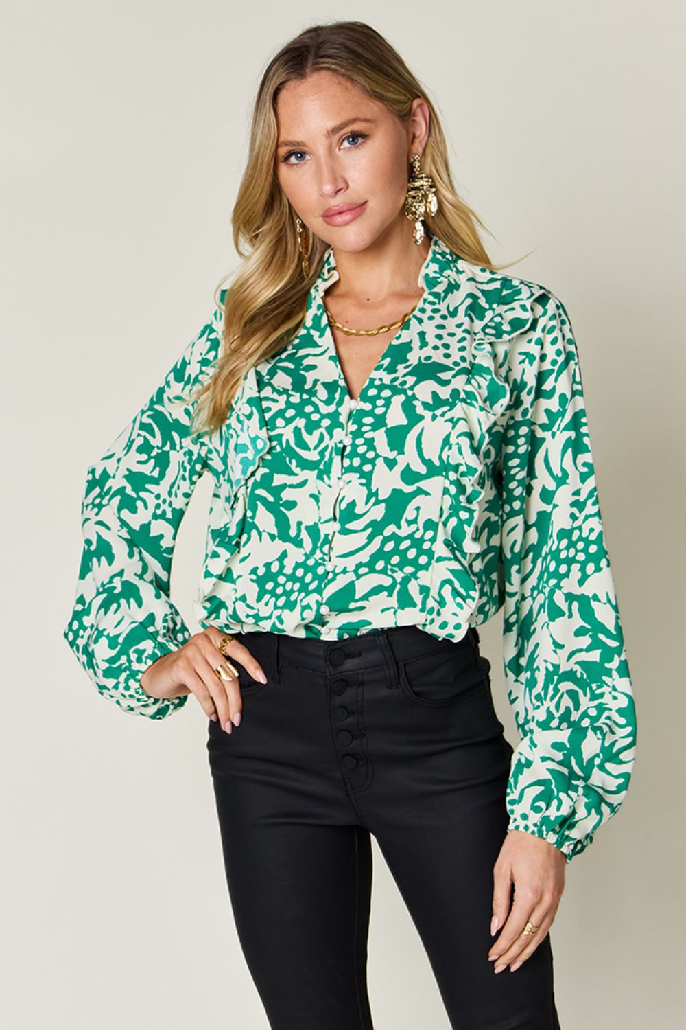 Conference Room Ruffle Trim Blouse in 3 Colors!