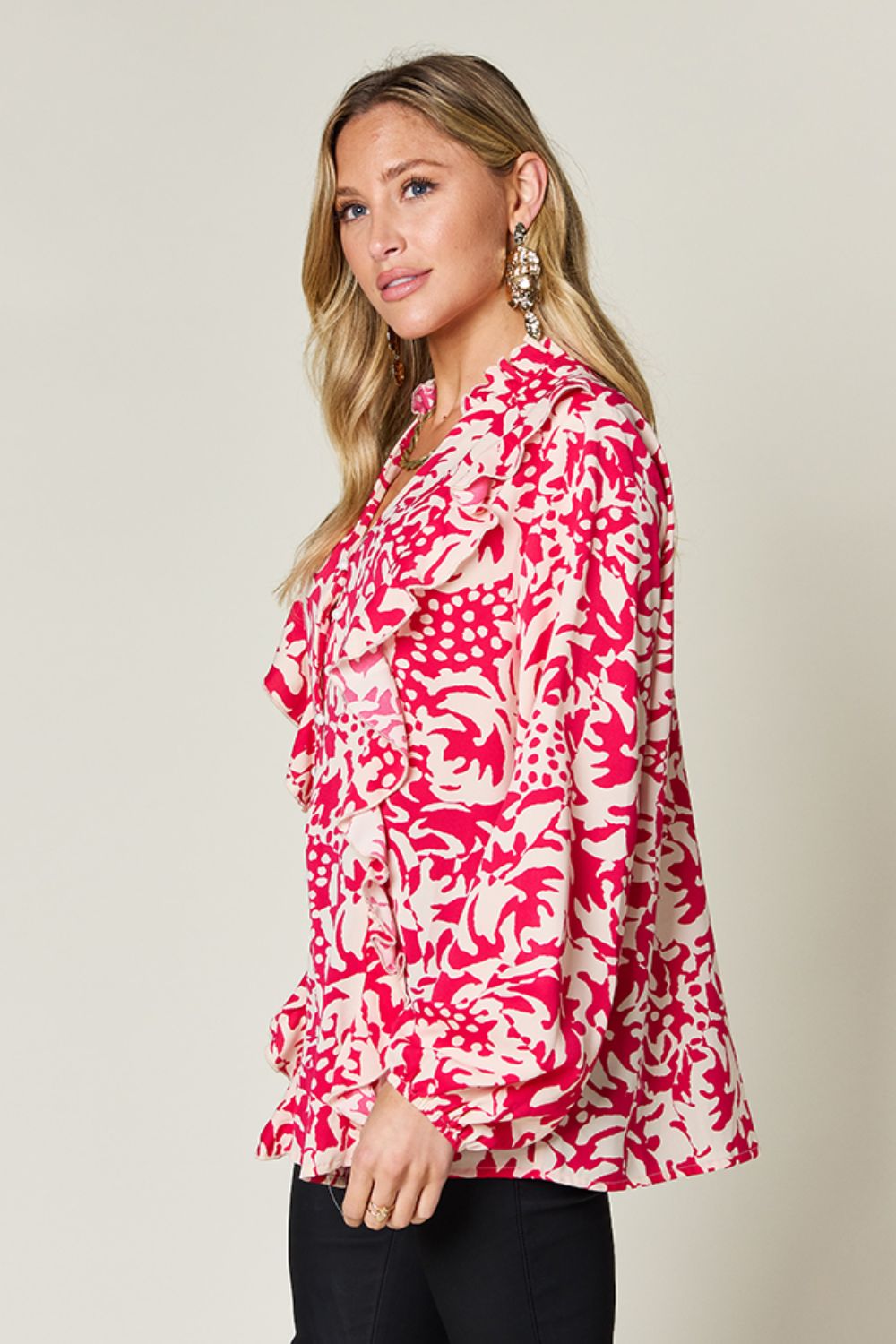 Conference Room Ruffle Trim Blouse in 3 Colors!