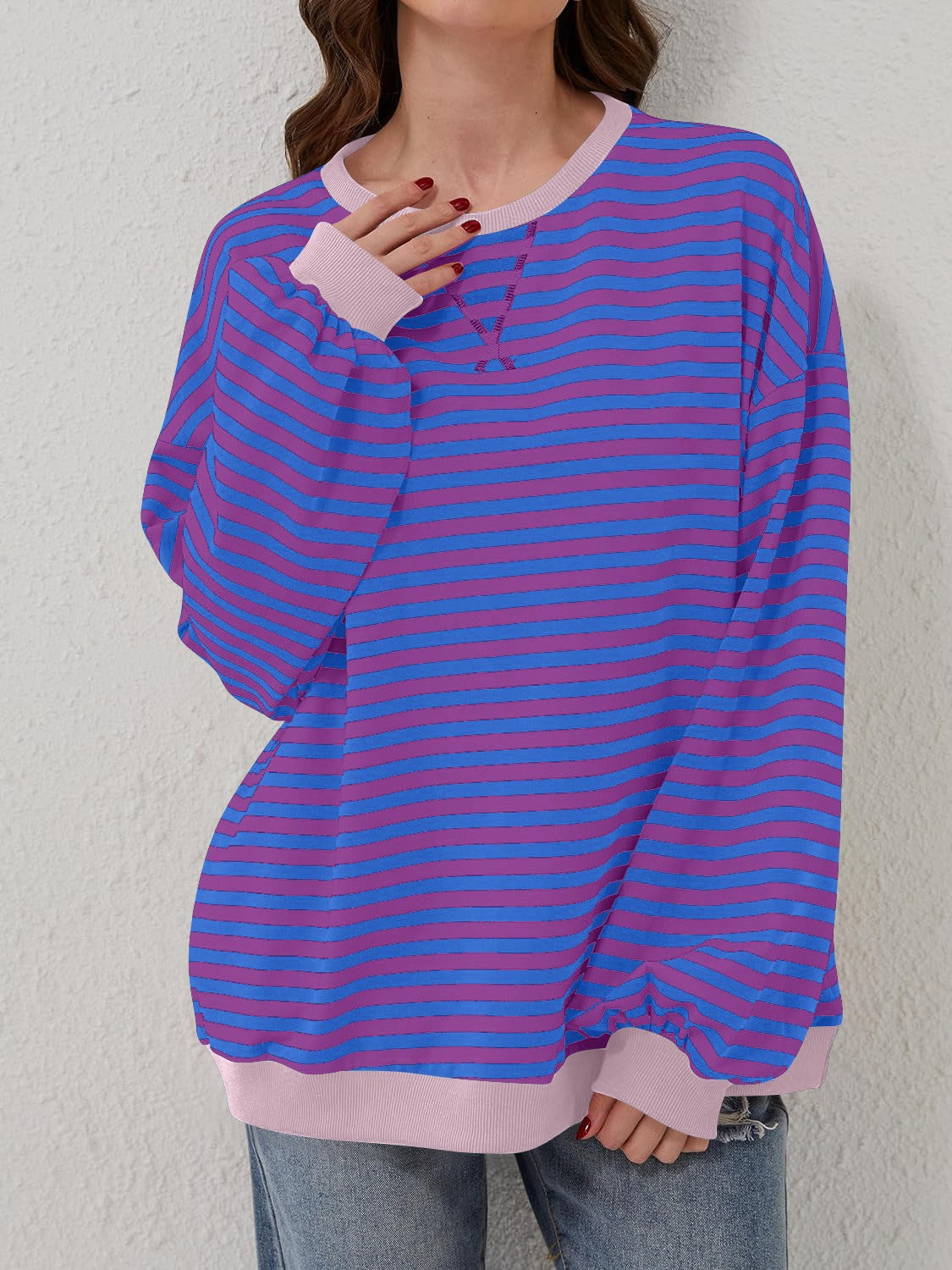Bella Contrast Striped Sweatshirt in 12 Colors!