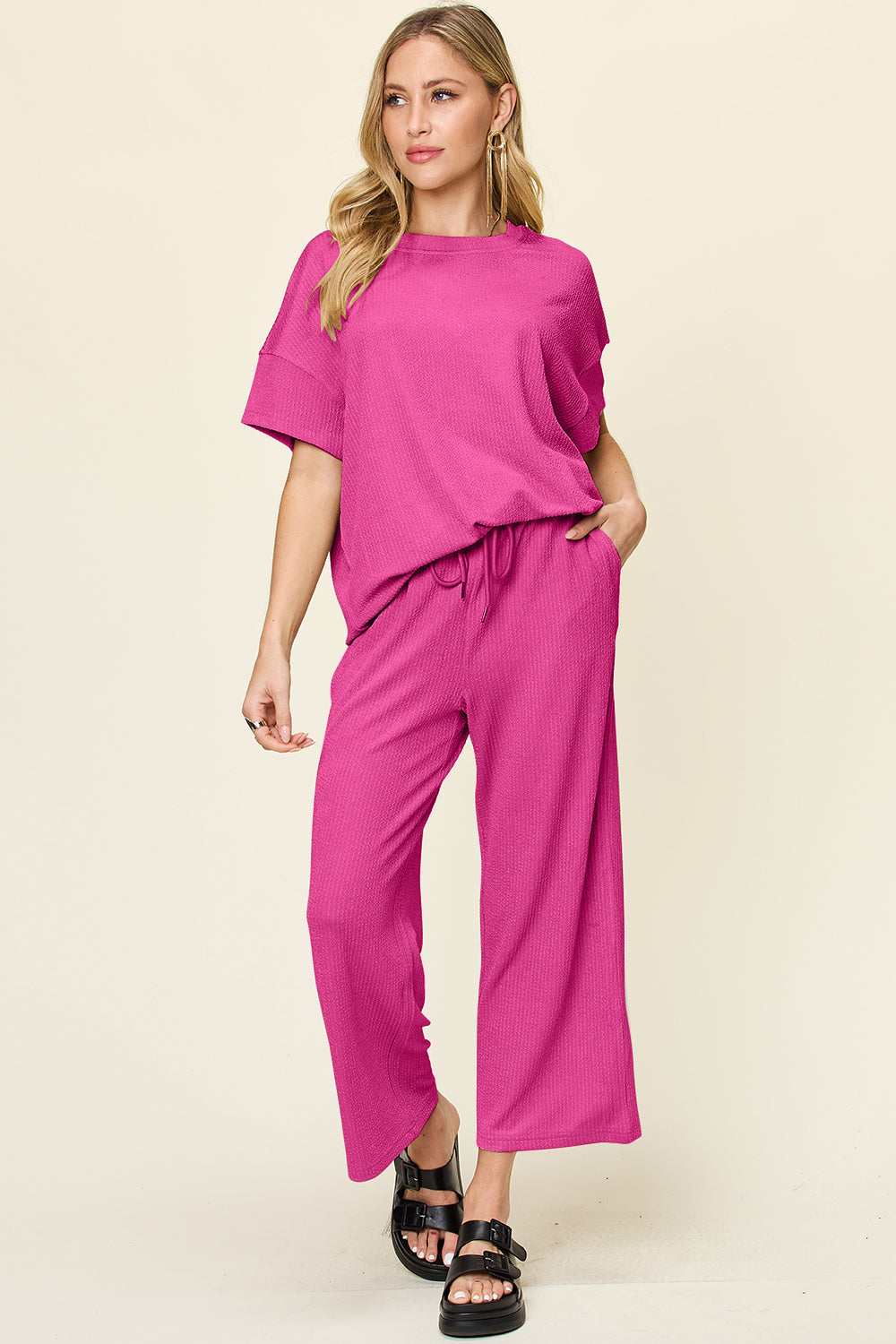 Eva Short Sleeve T-Shirt and Wide Leg Pants in 6 Colors!