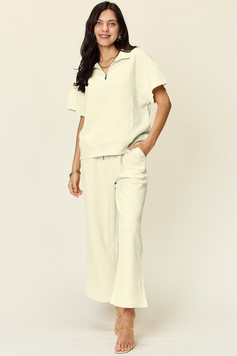 Bailey Half Zip Short Sleeve Top & Pants Set in 6 Colors!