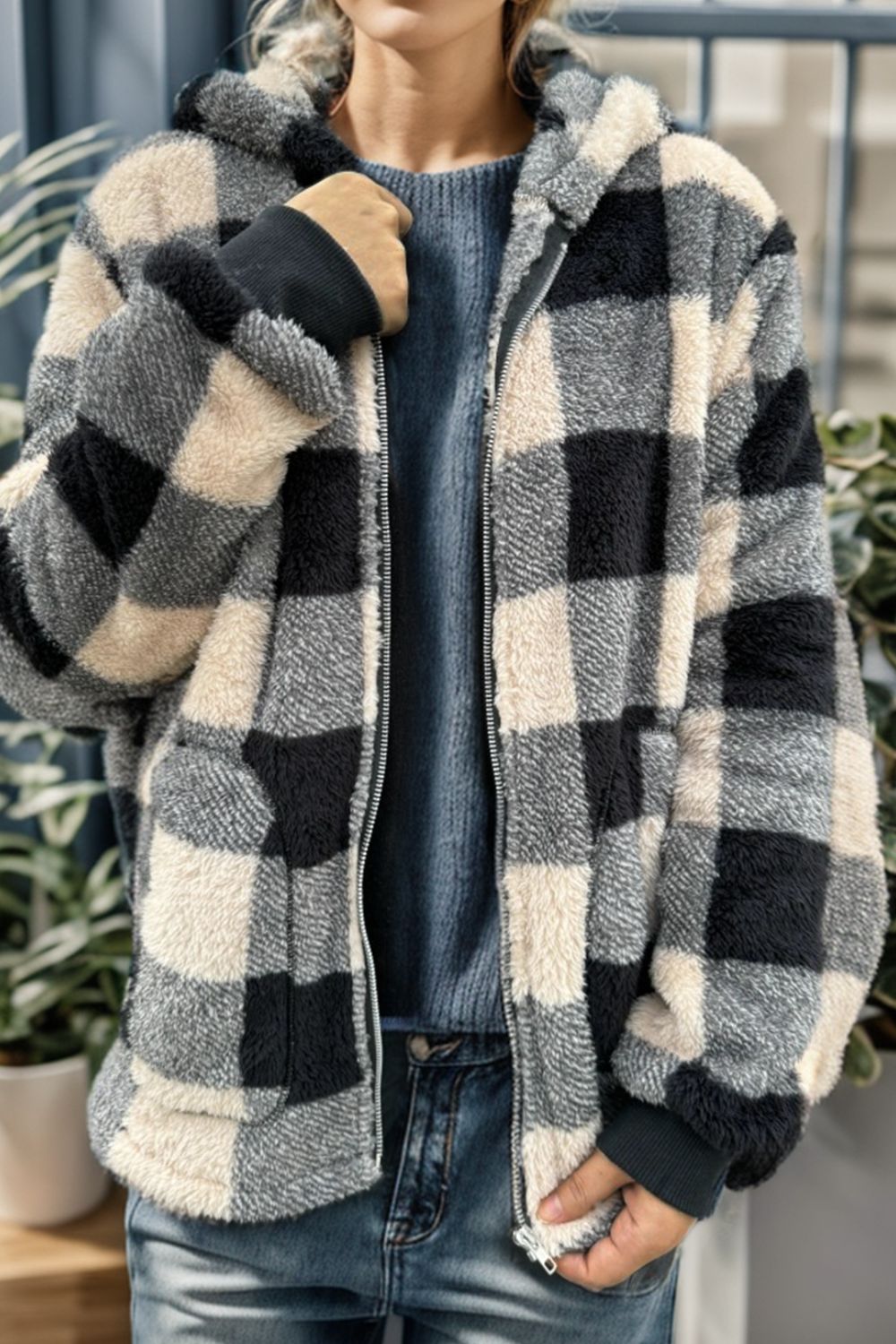 Double Take Plaid Hooded Coat in 4 Colors!