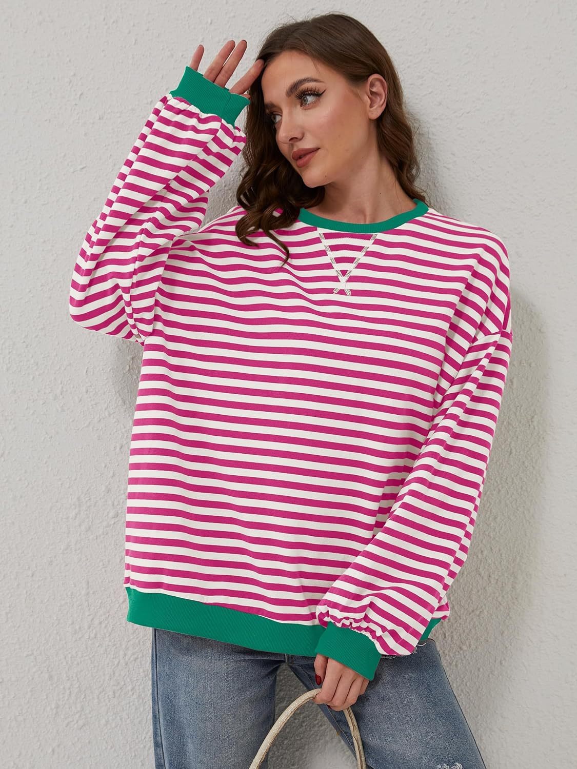 Bella Contrast Striped Sweatshirt in 12 Colors!